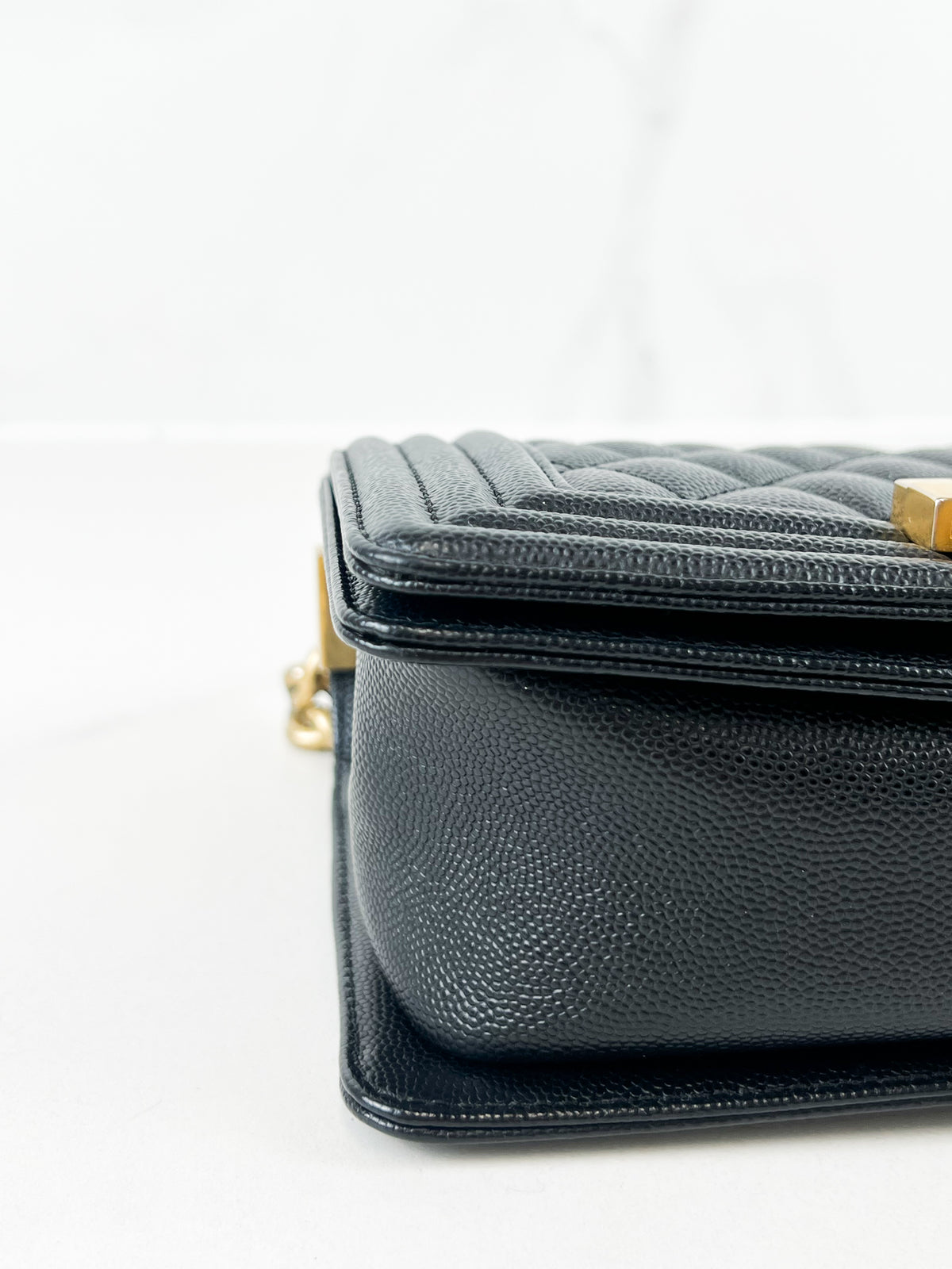 Chanel Small Quilted Caviar Boy Bag with Gold Hardware