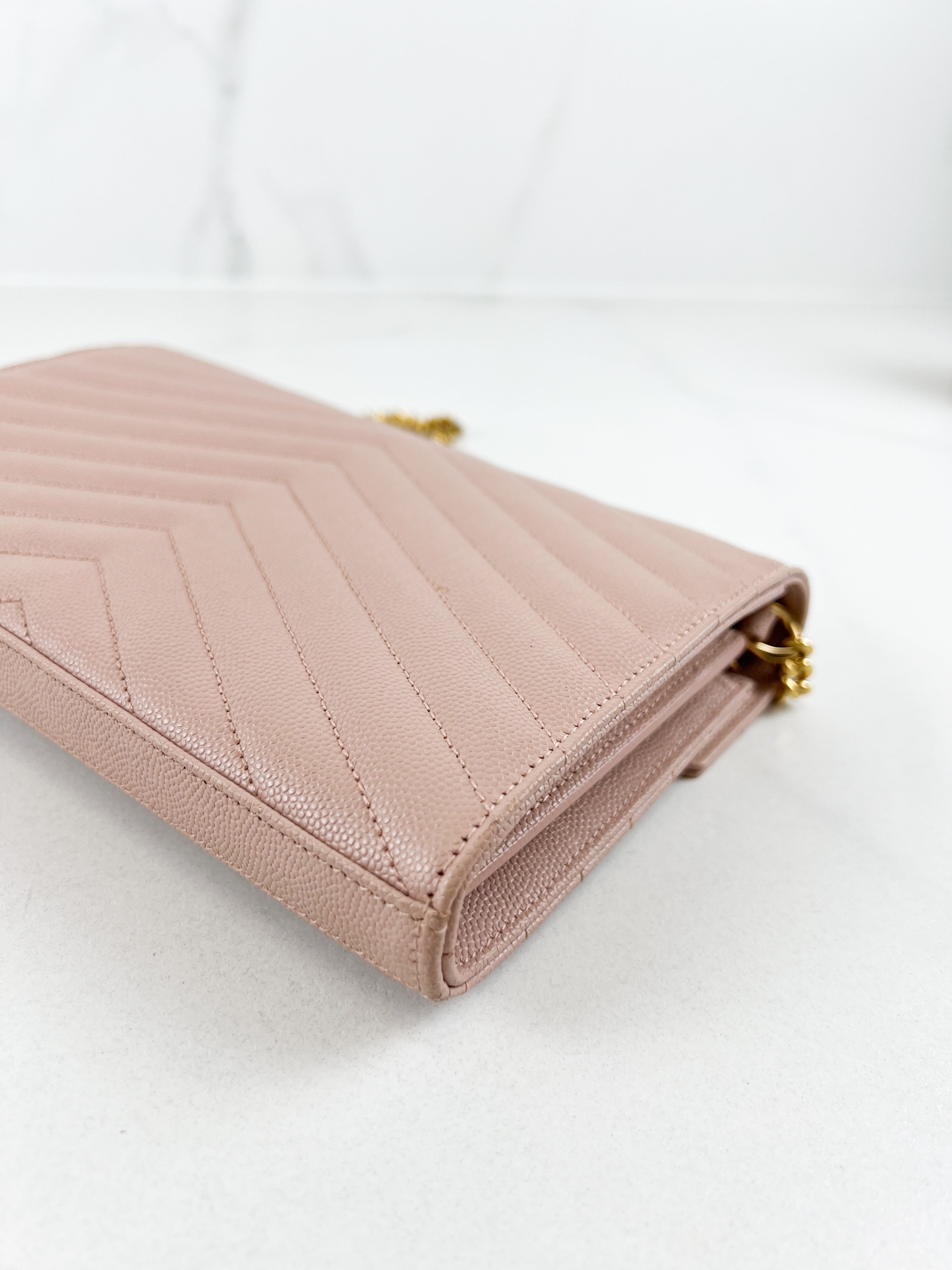 Saint Laurent Cassandre Envelope Pink WOC with GHW