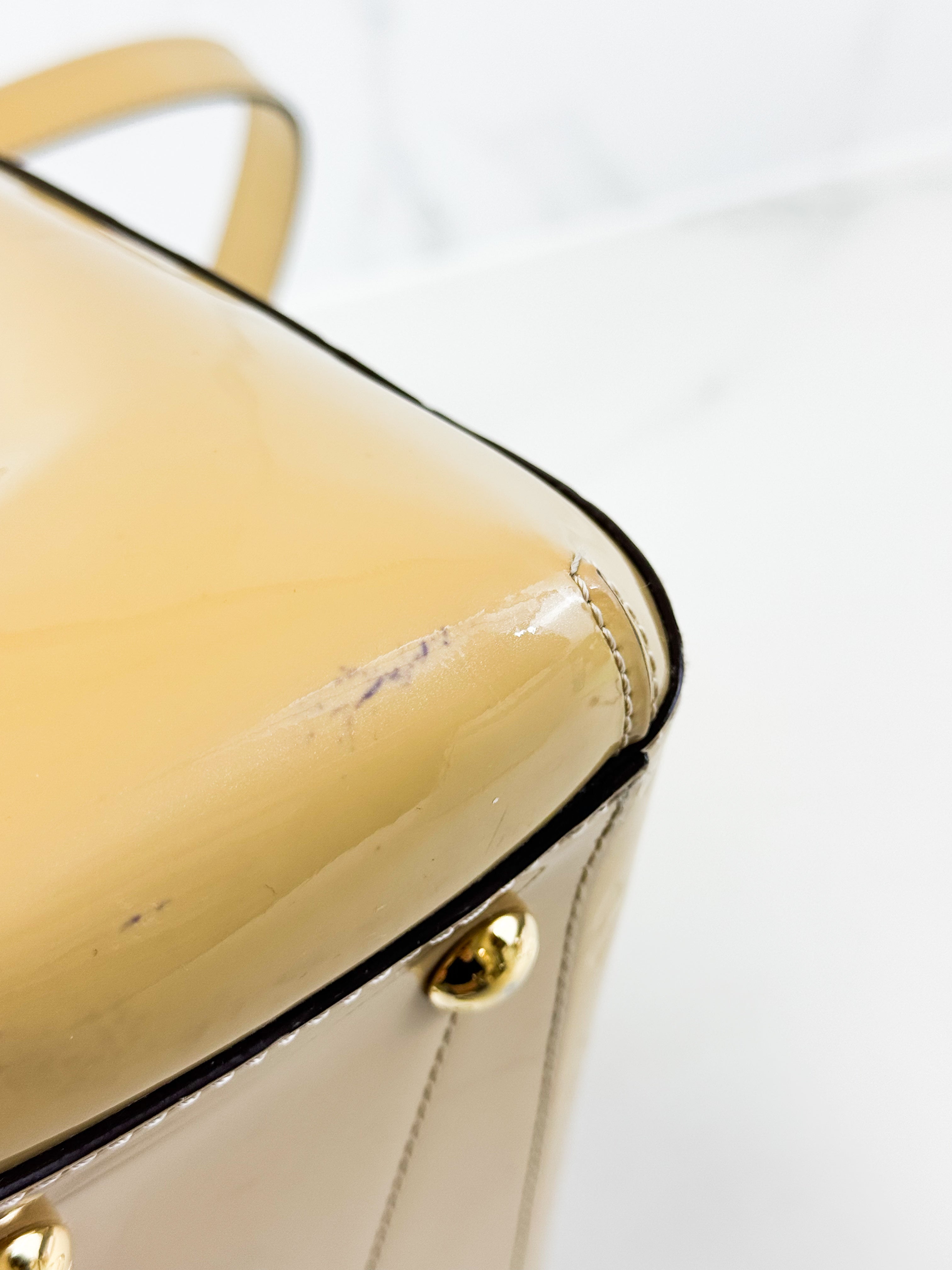 Louis Vuitton Patent Monogram Montaigne BB Satchel