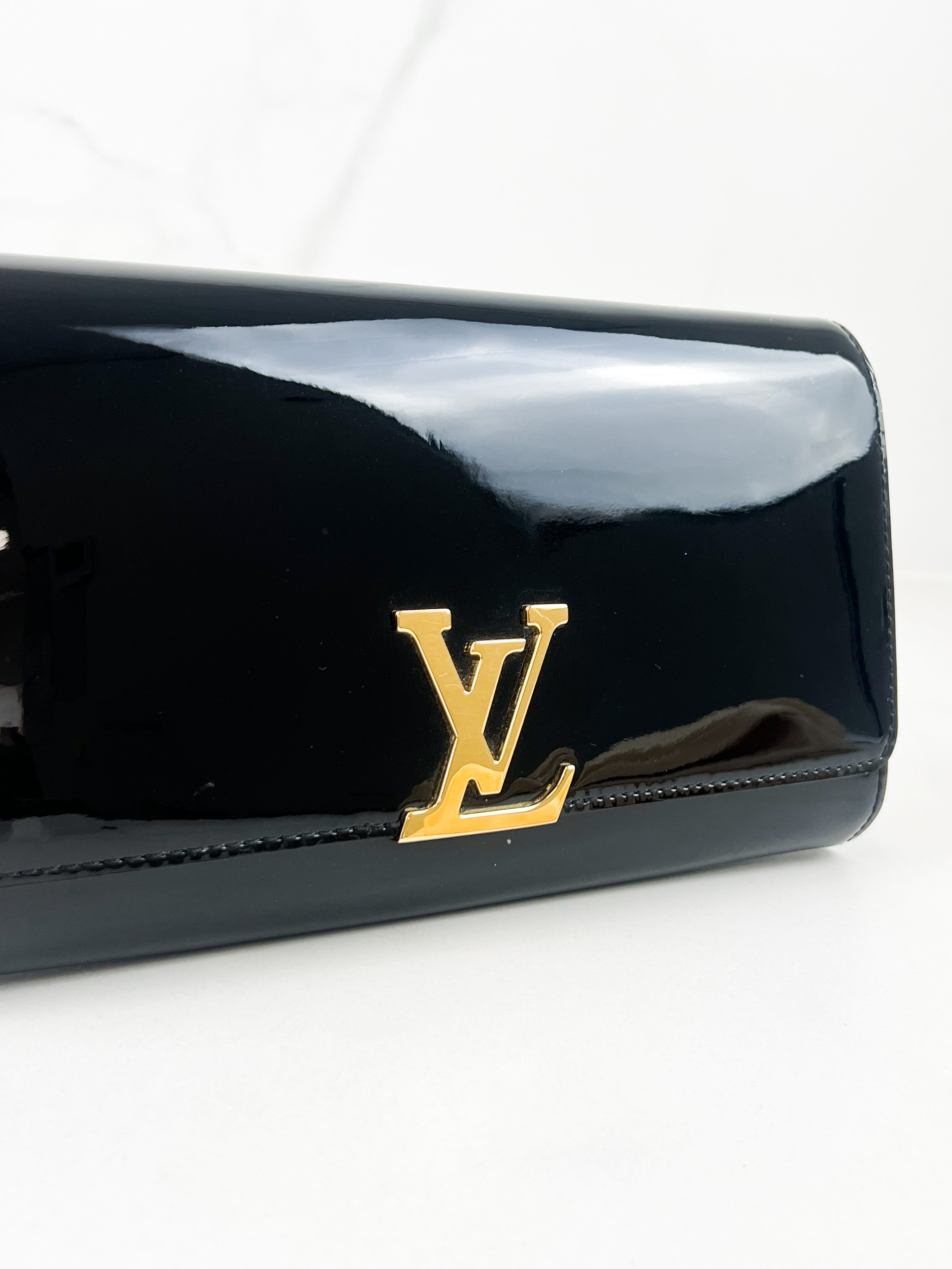 LV Patent Black St Louise Clutch