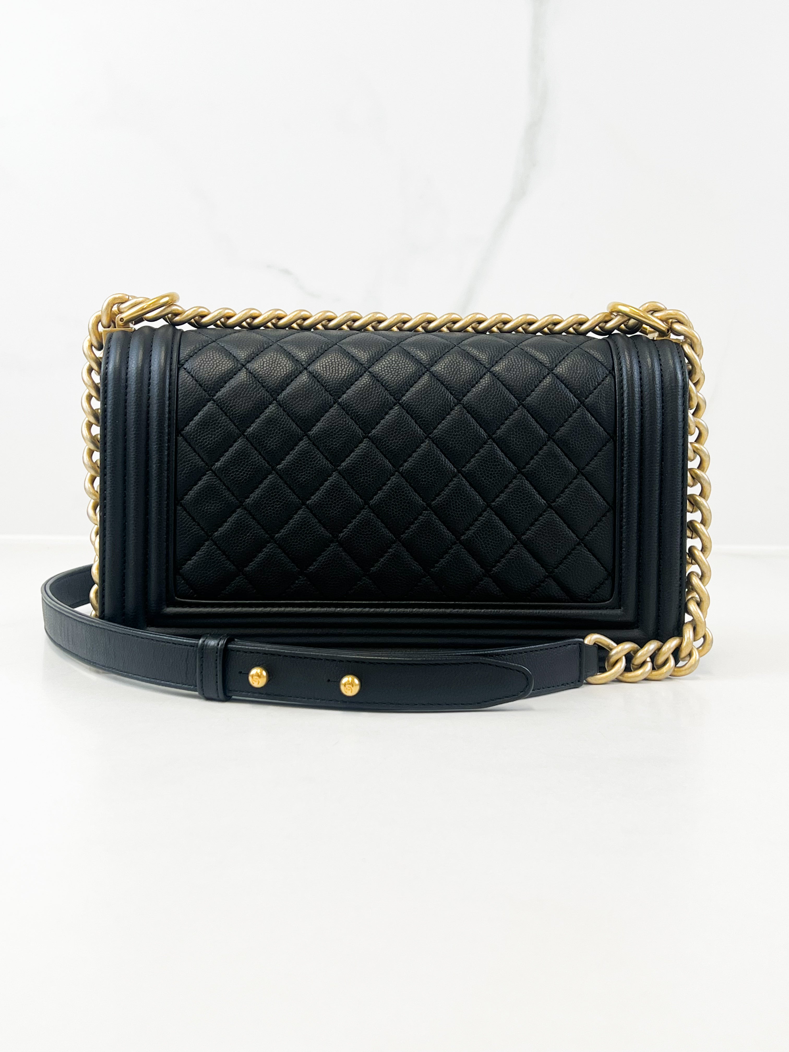 Chanel Black Old Medium Caviar Boy Bag GHW