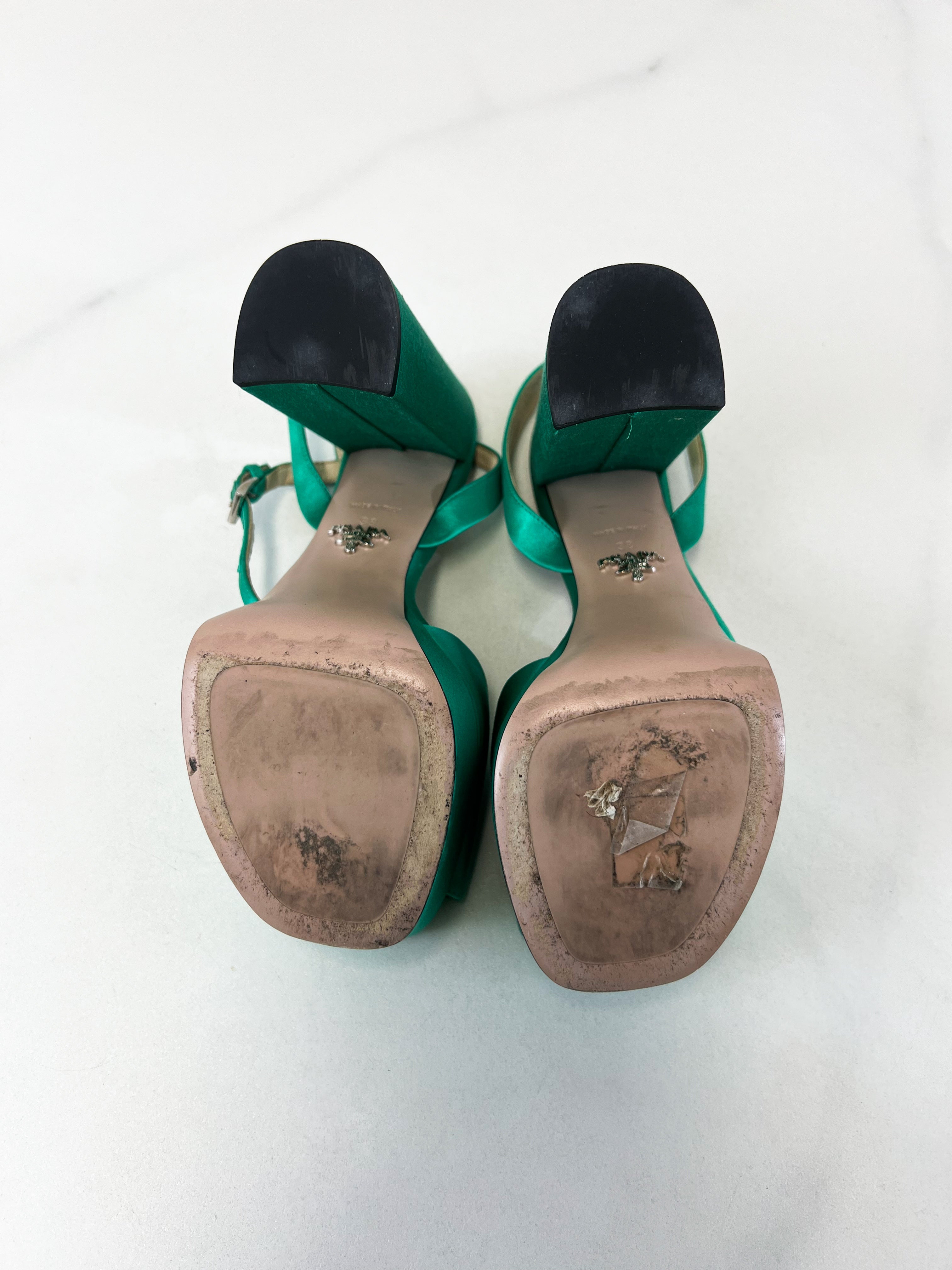 Prada 140mm Platform Satin Heel Size 38