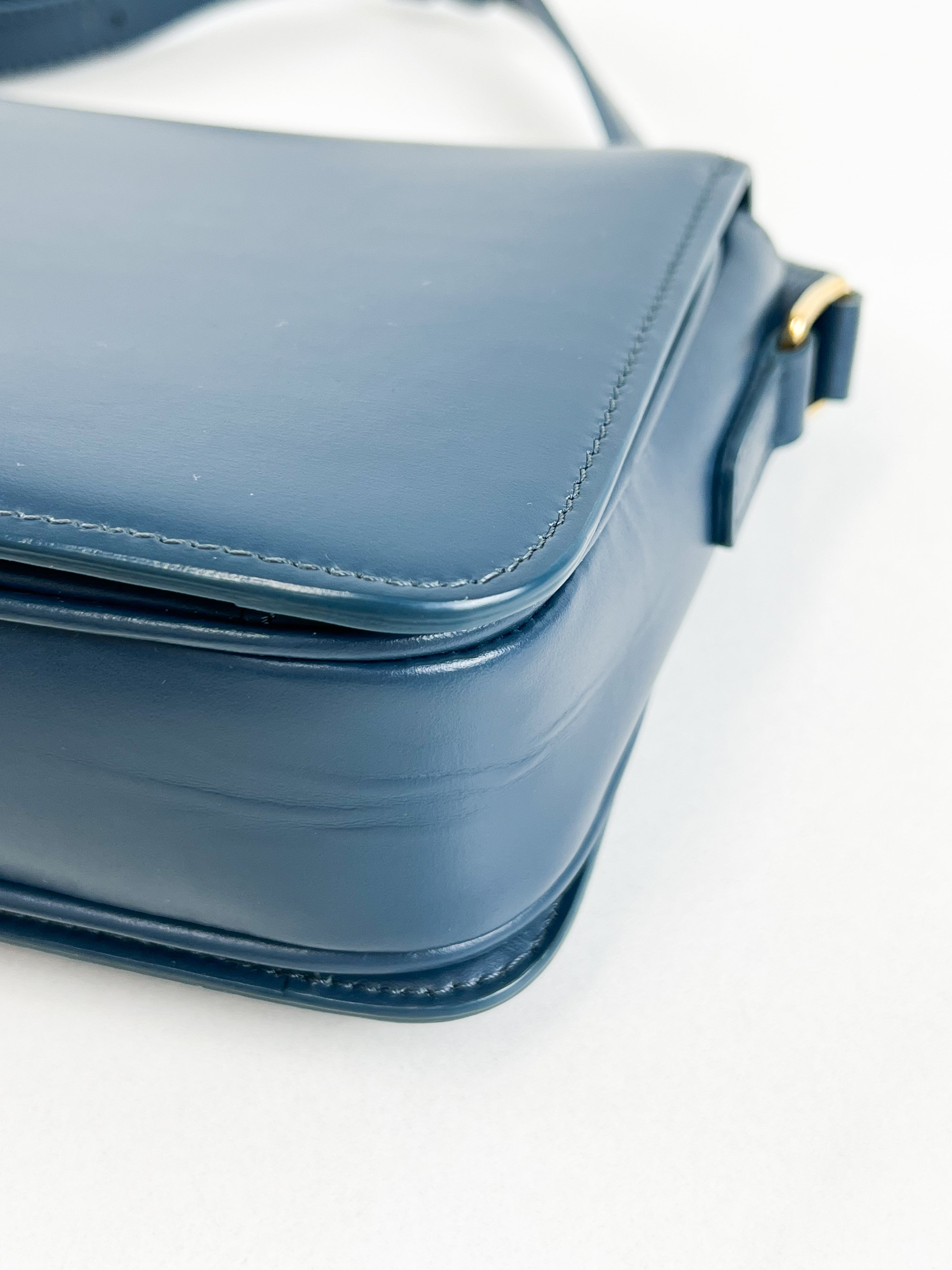 Celine Teen Triomphe Bag in Petrol Calfskin