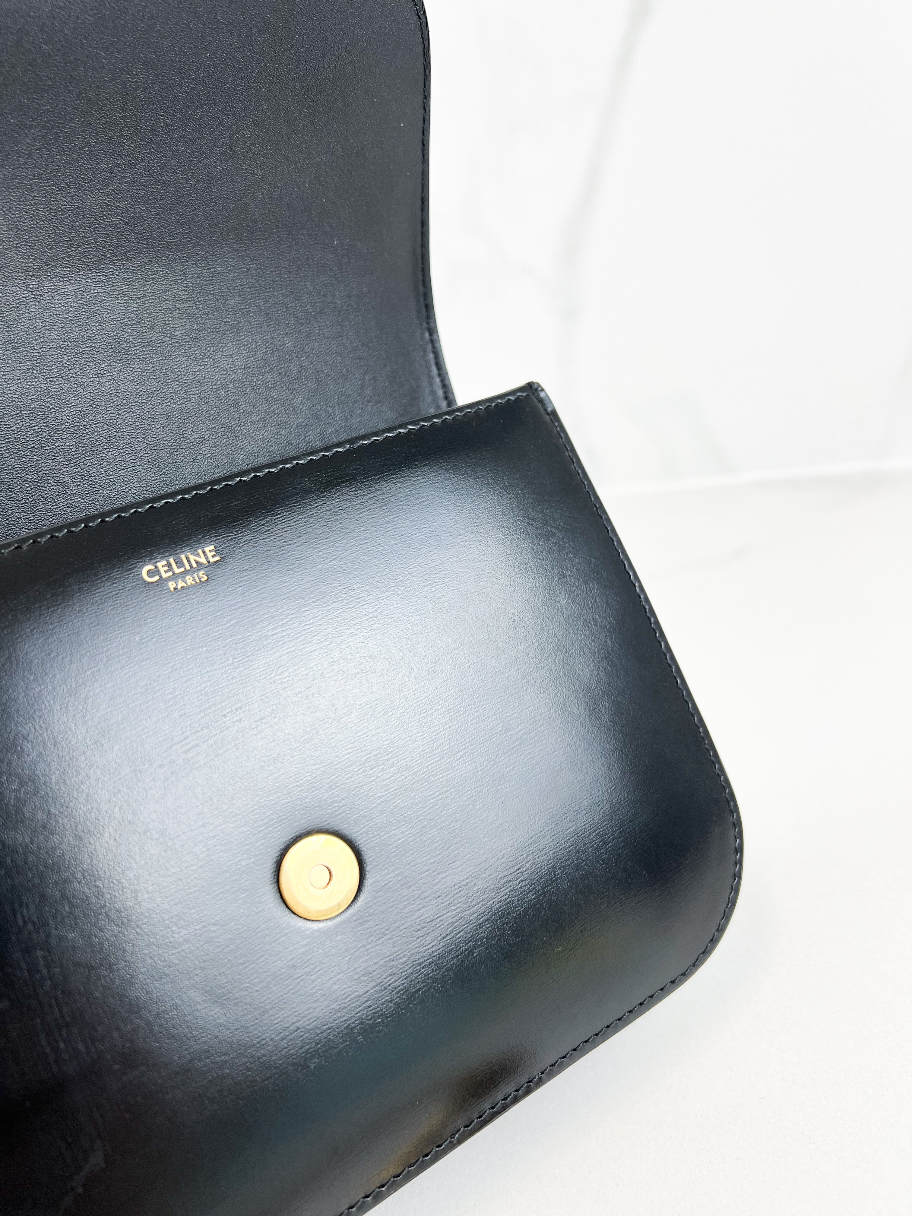 Celine Chain Claude Bag in Black Calfskin