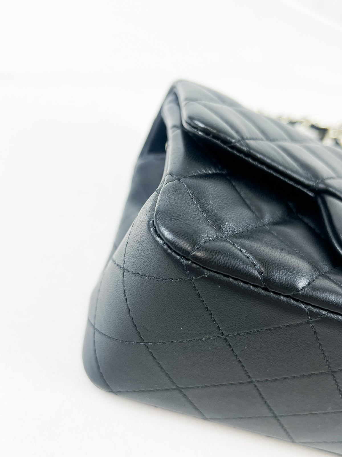 Chanel Mini Square in Black Lambskin with Champagne Hardware