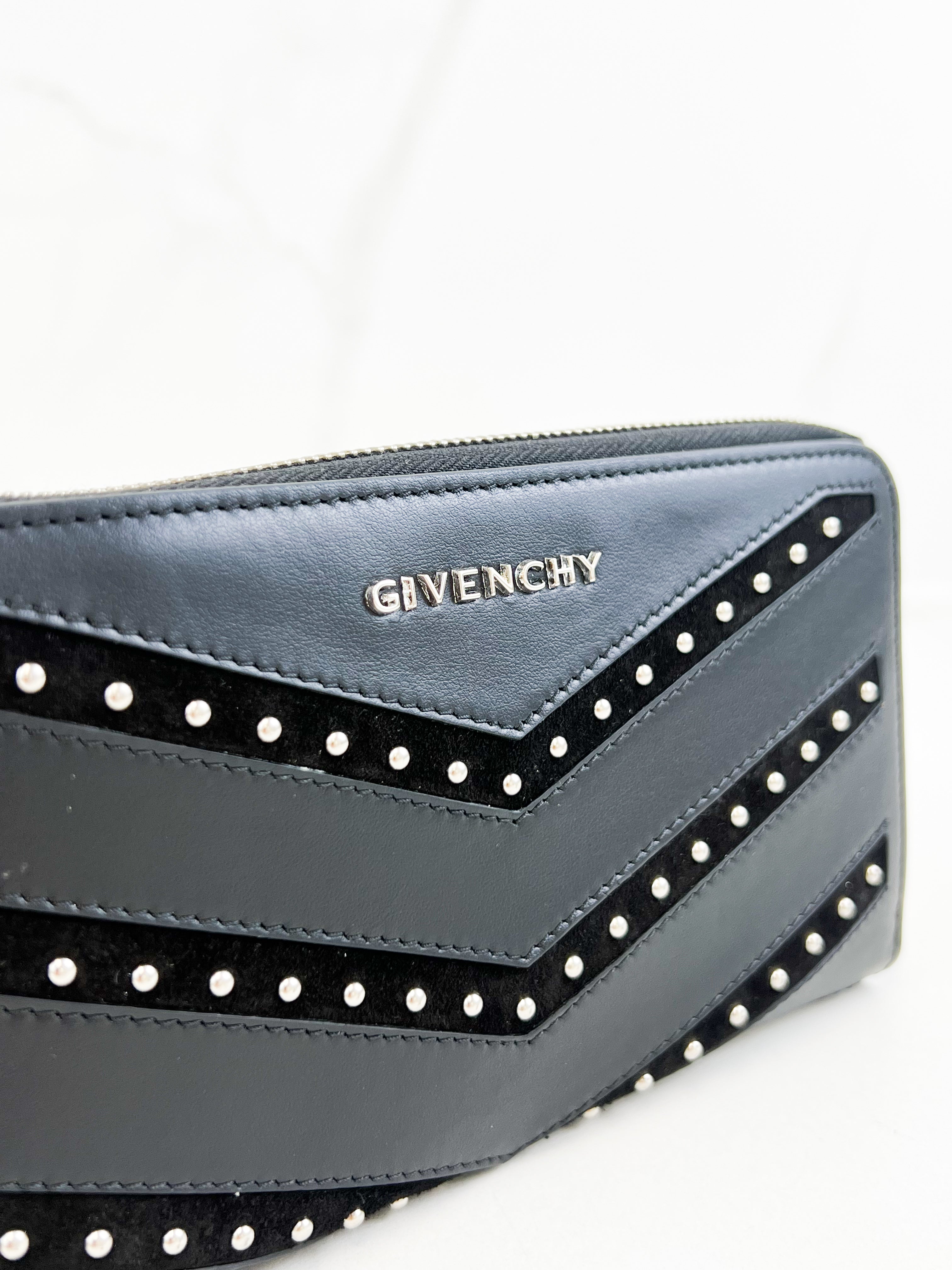 Givenchy Grained Leather Zip Around Wallet