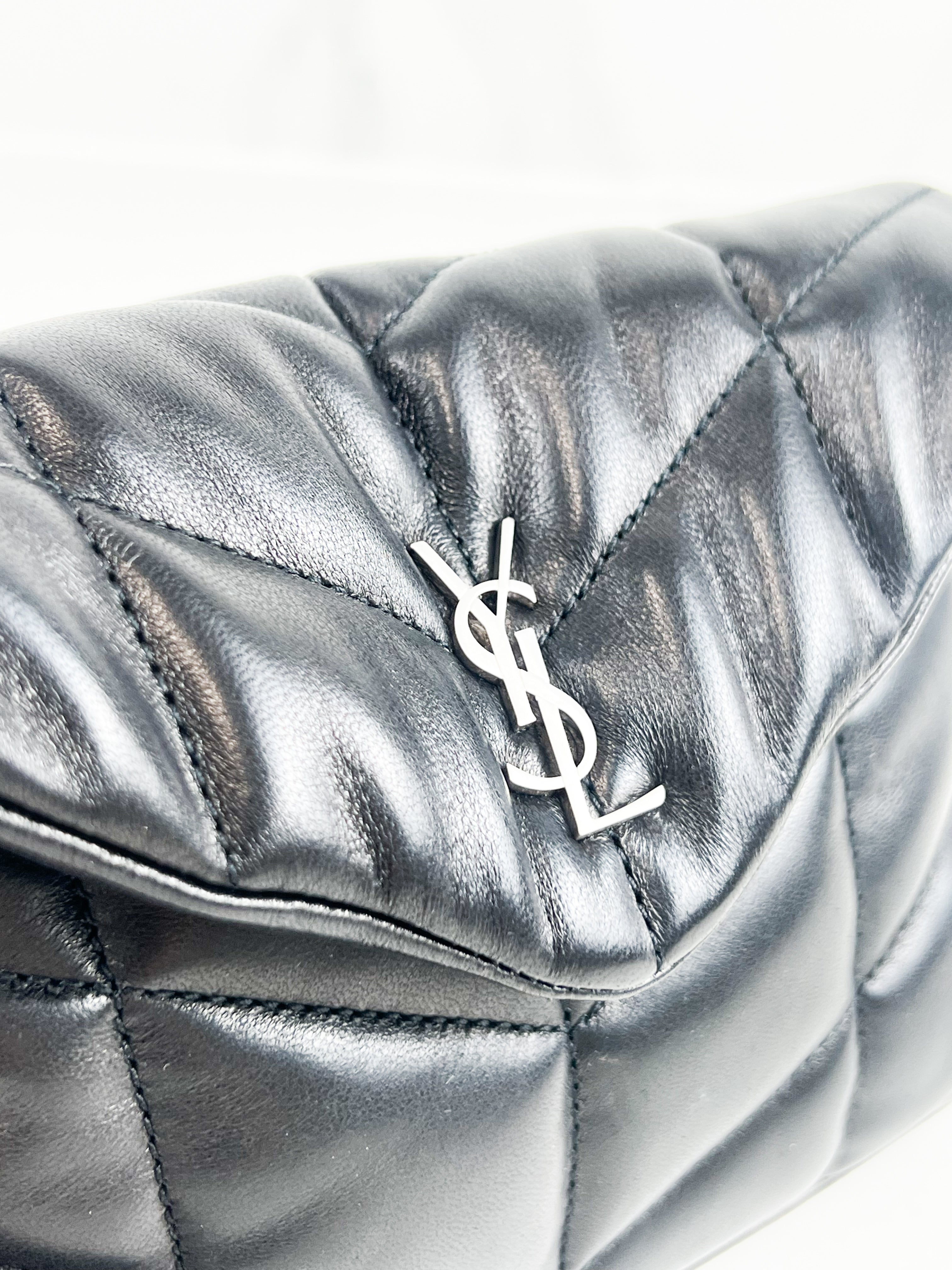 Saint Laurent Loulou Puffer Pouch in Black Lambskin