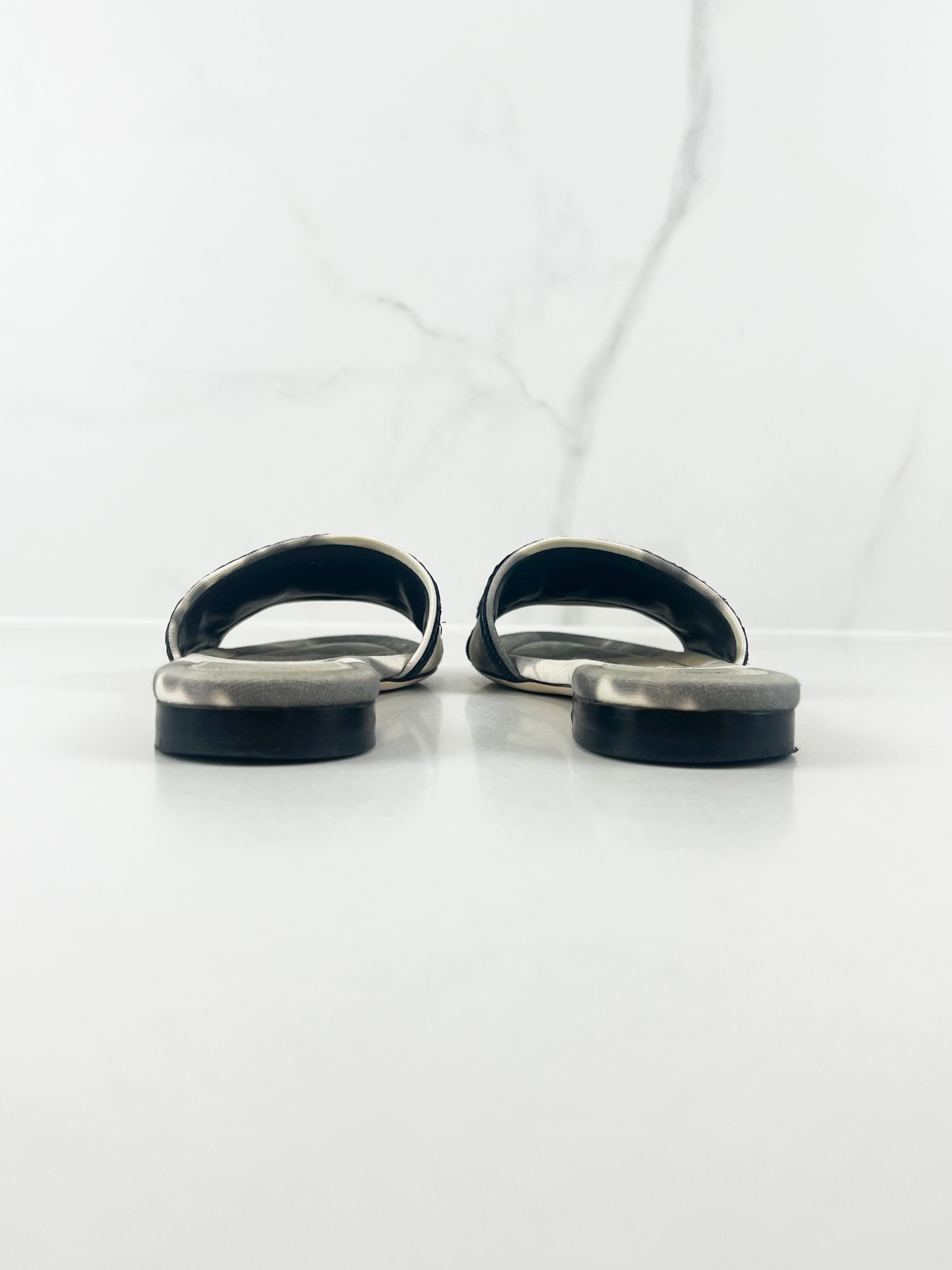 Fendi Fabric/Leather Slides Size 37