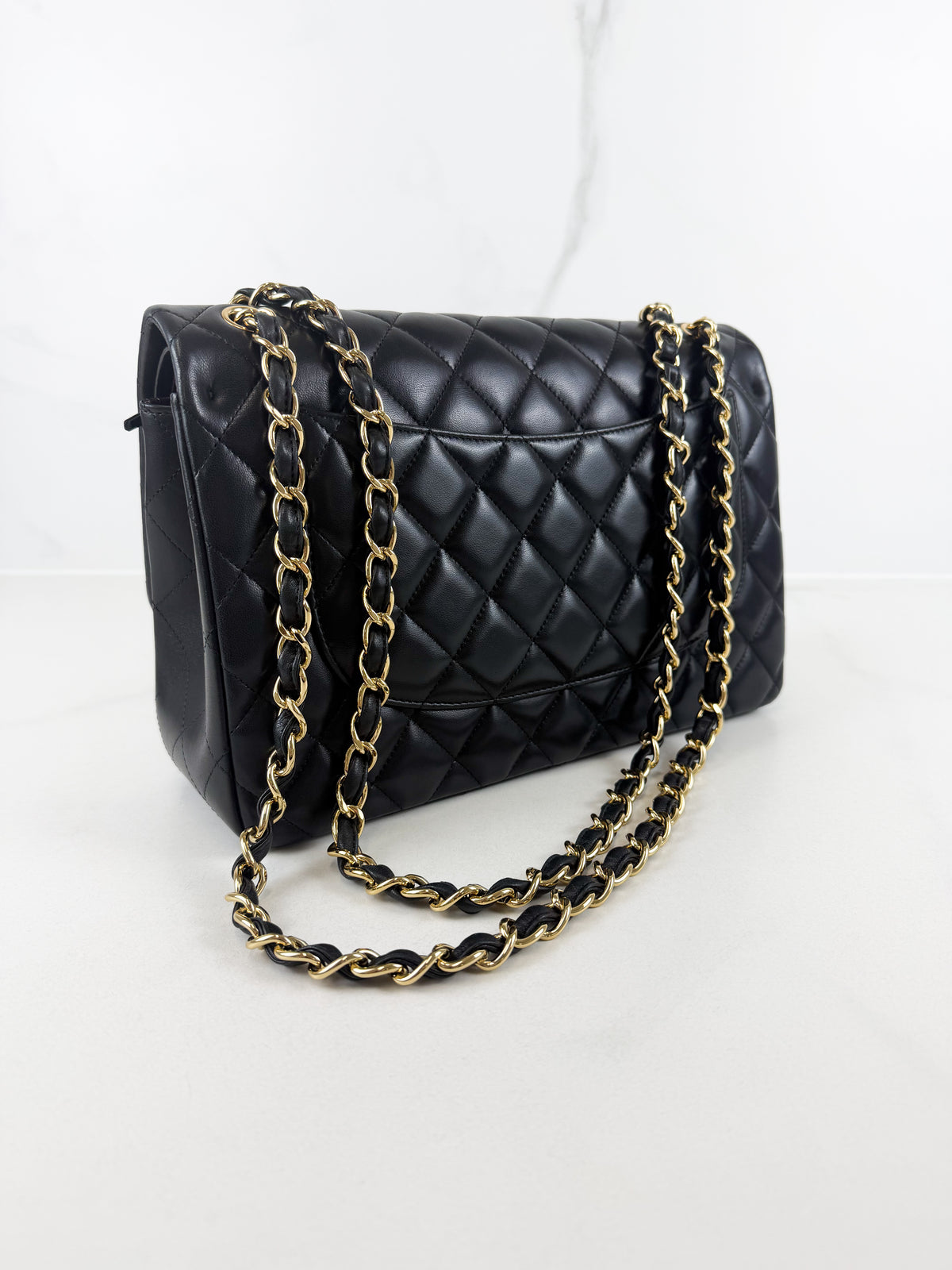Chanel Jumbo Black Classic Double Flap Calfskin Shoulder Bag with GHW