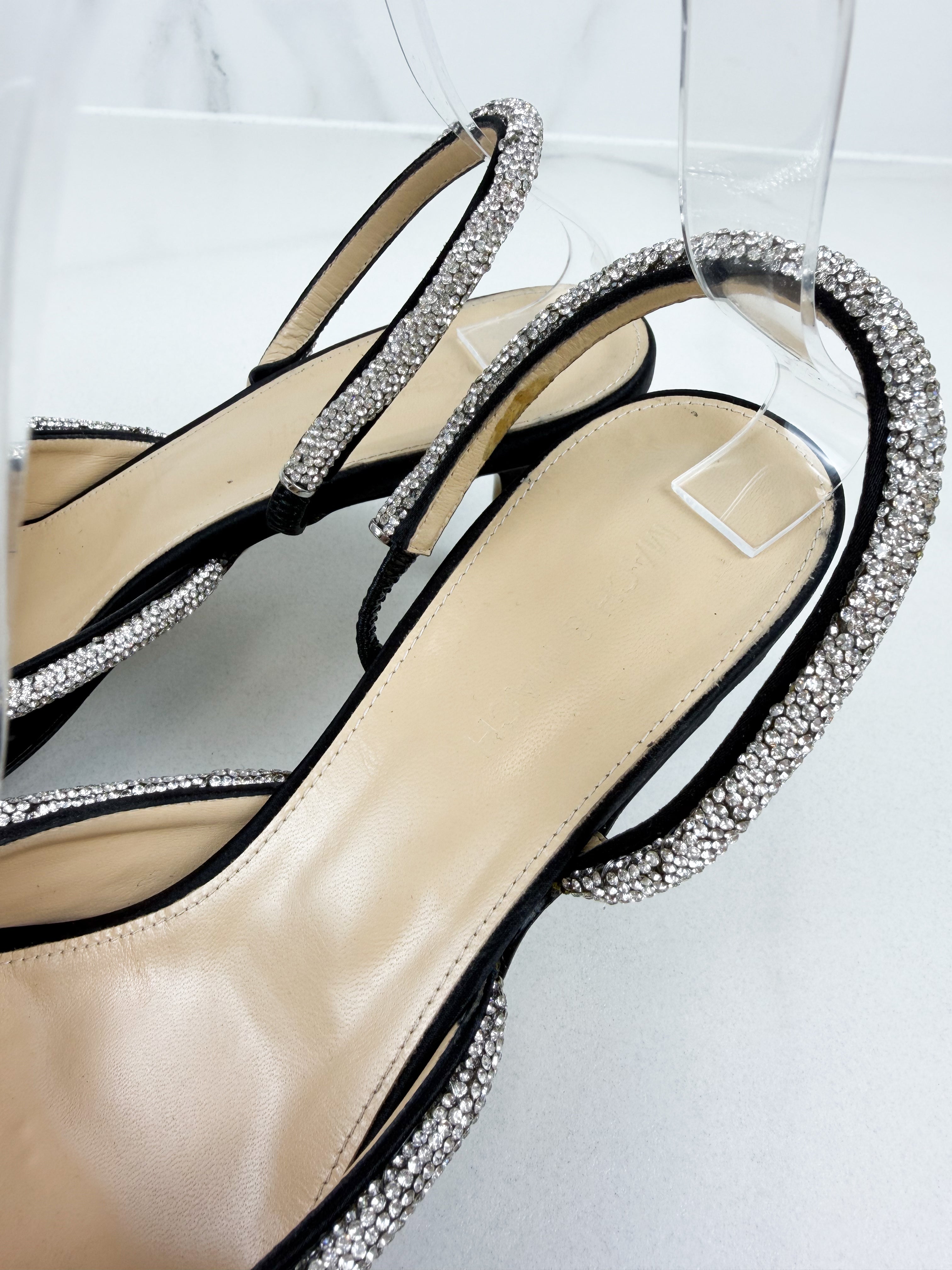 Mach & Mach Double Bow Embellished Crystal Kitten Heel Size 41