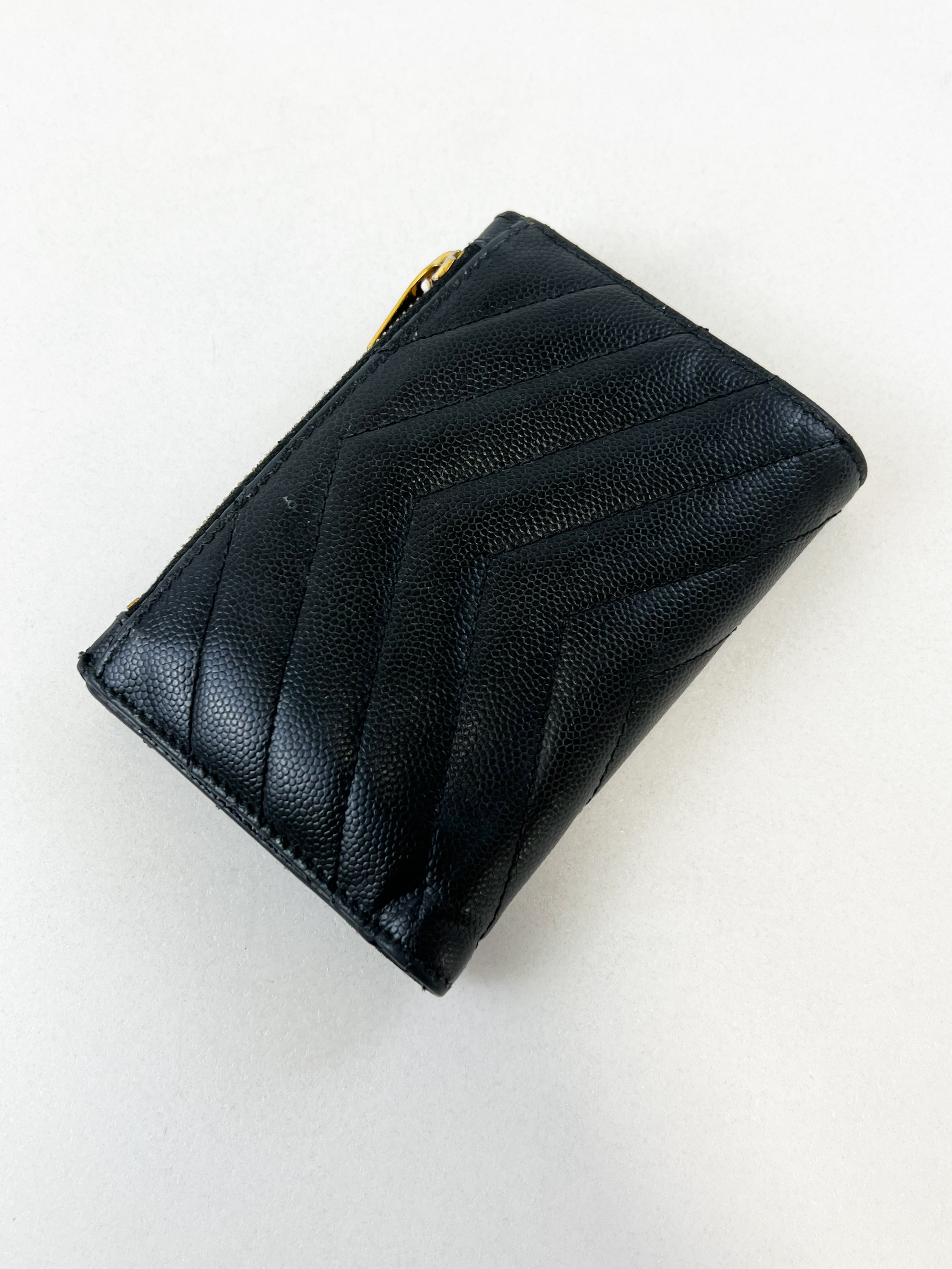 Saint Laurent Black Small Envelope Wallet with GHW