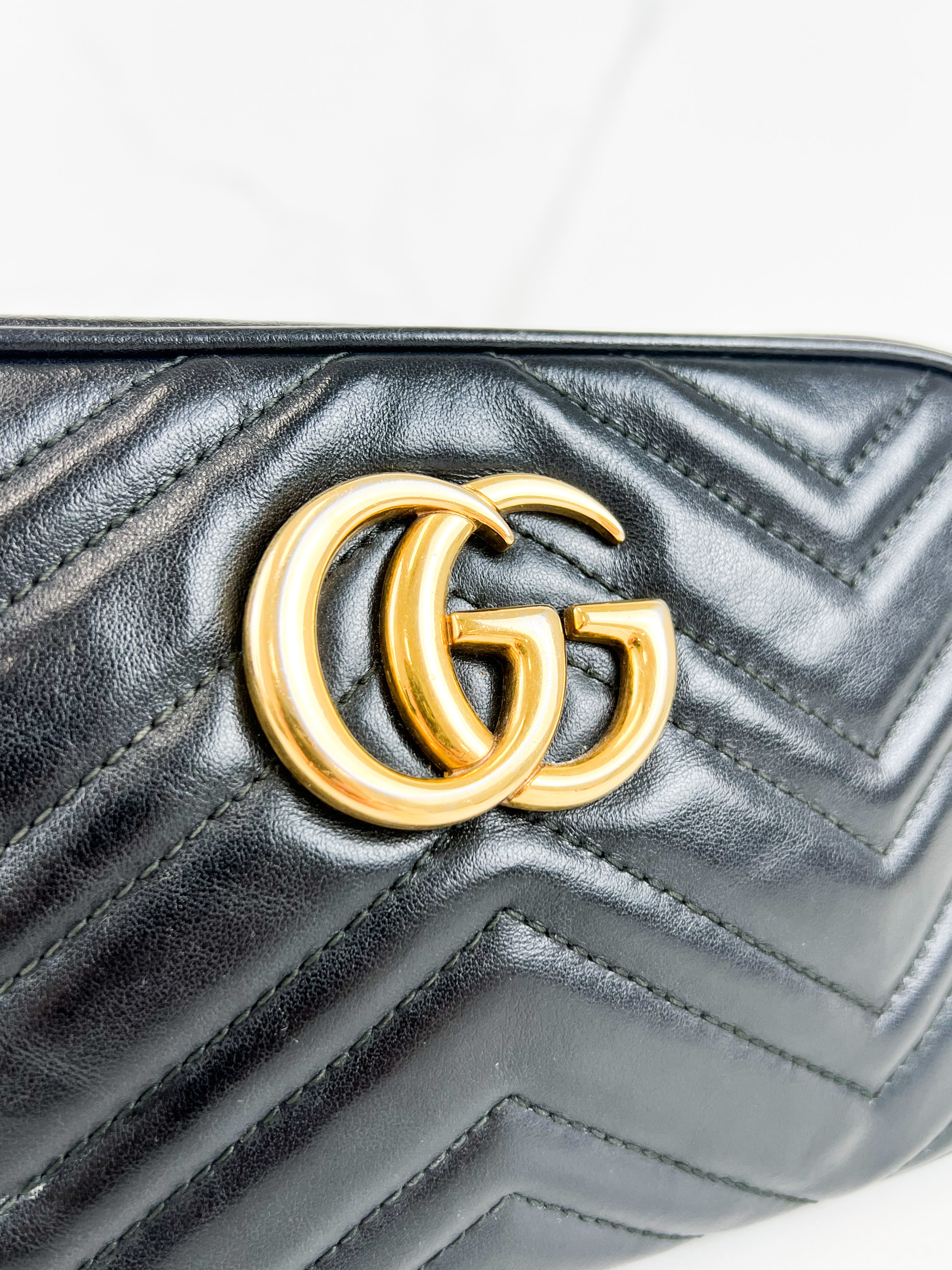 Gucci Black GG Small Marmont Shoulder Bag