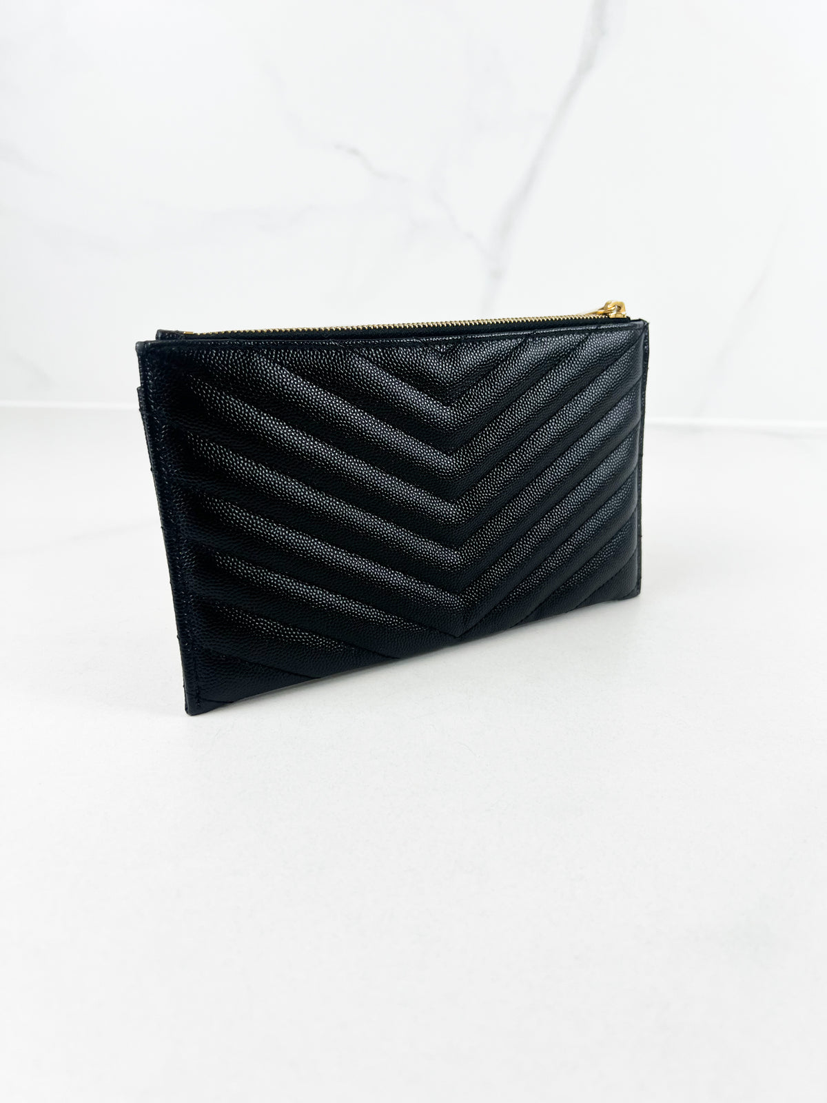 Saint Laurent Cassandre Metelasse Pouch in Grain De Poudre Leather with GHW