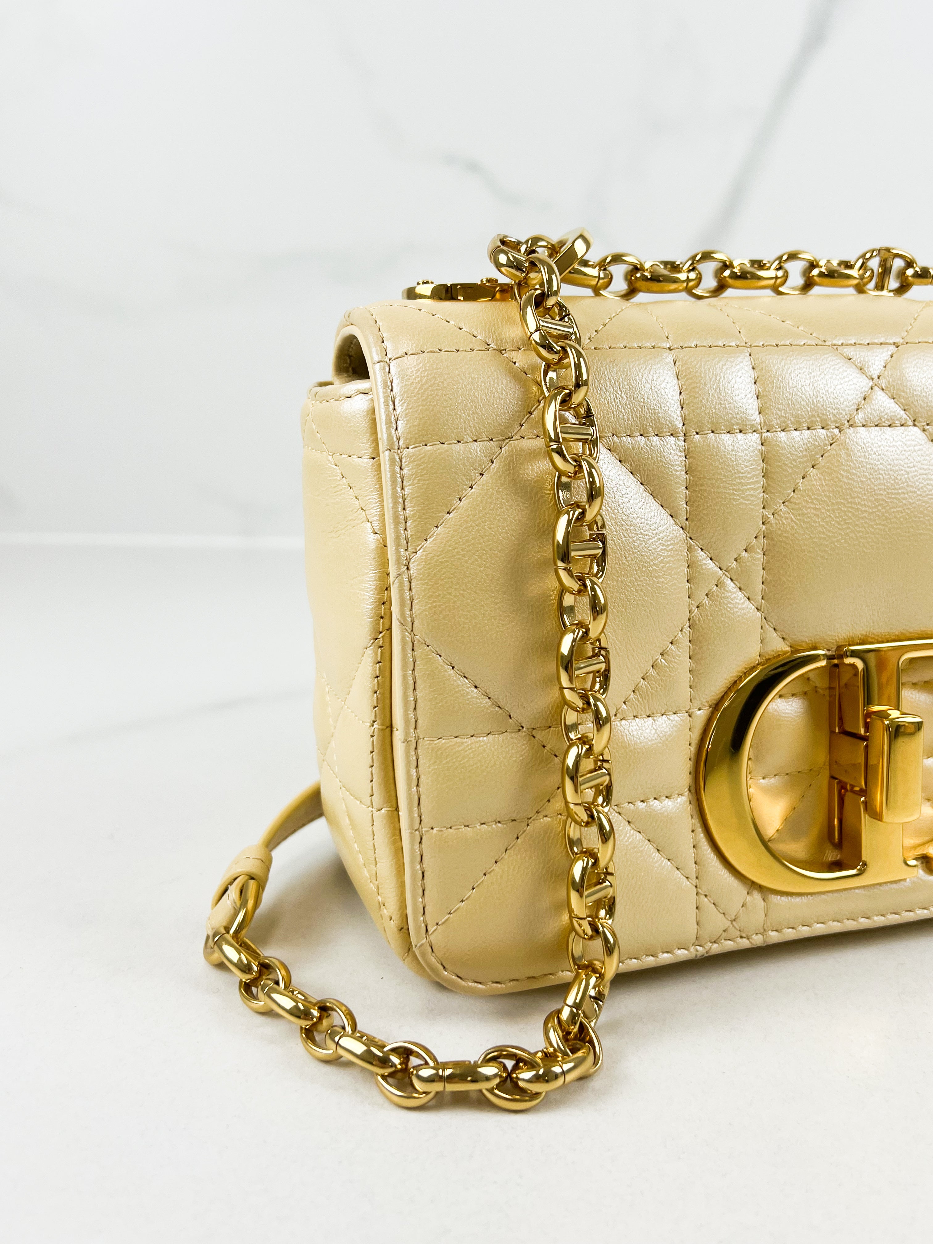 Christian Dior Medium Caro Bag in Butter with GHW