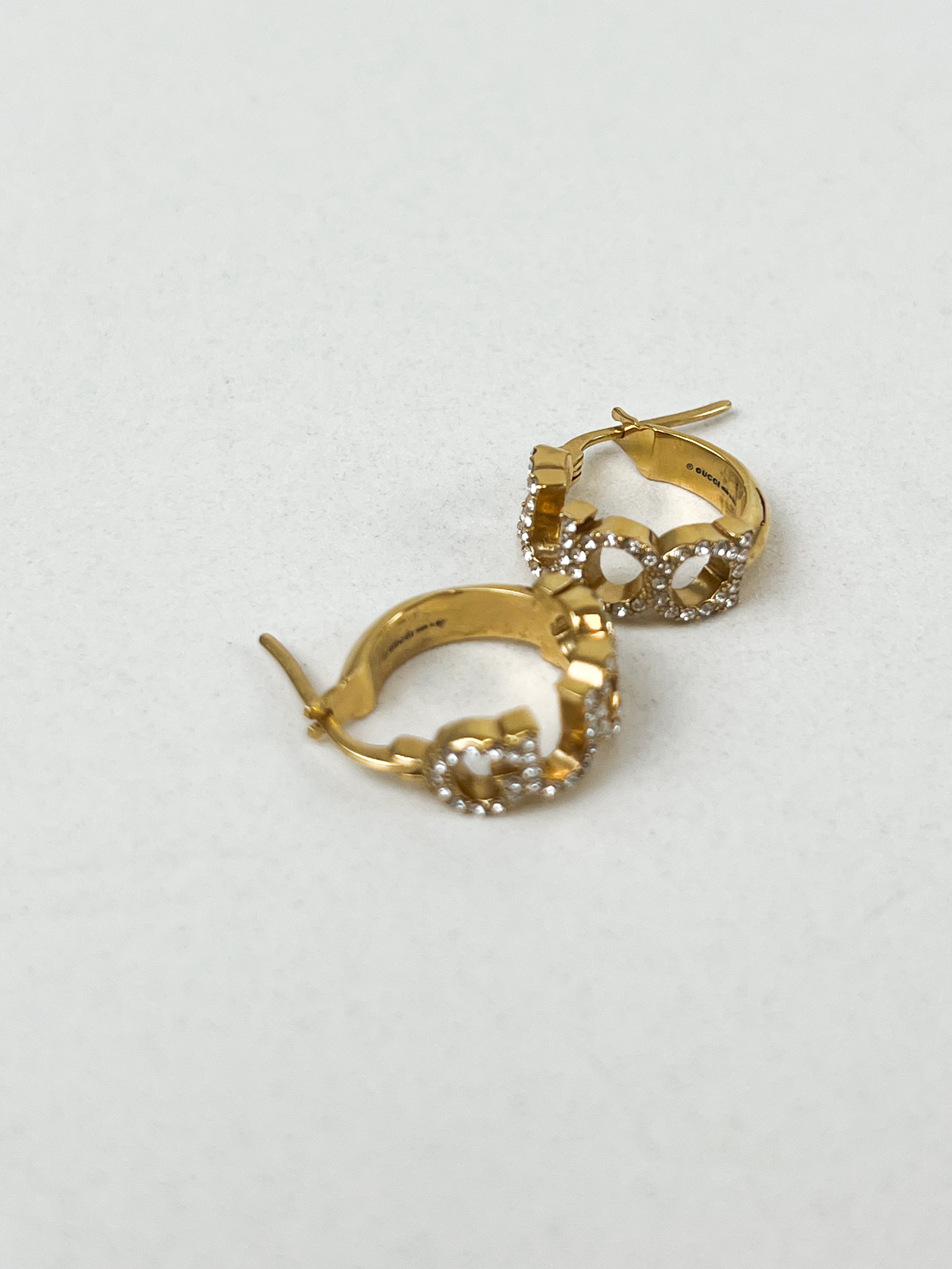 Gucci Logo GG Hoop Earrings in Gold