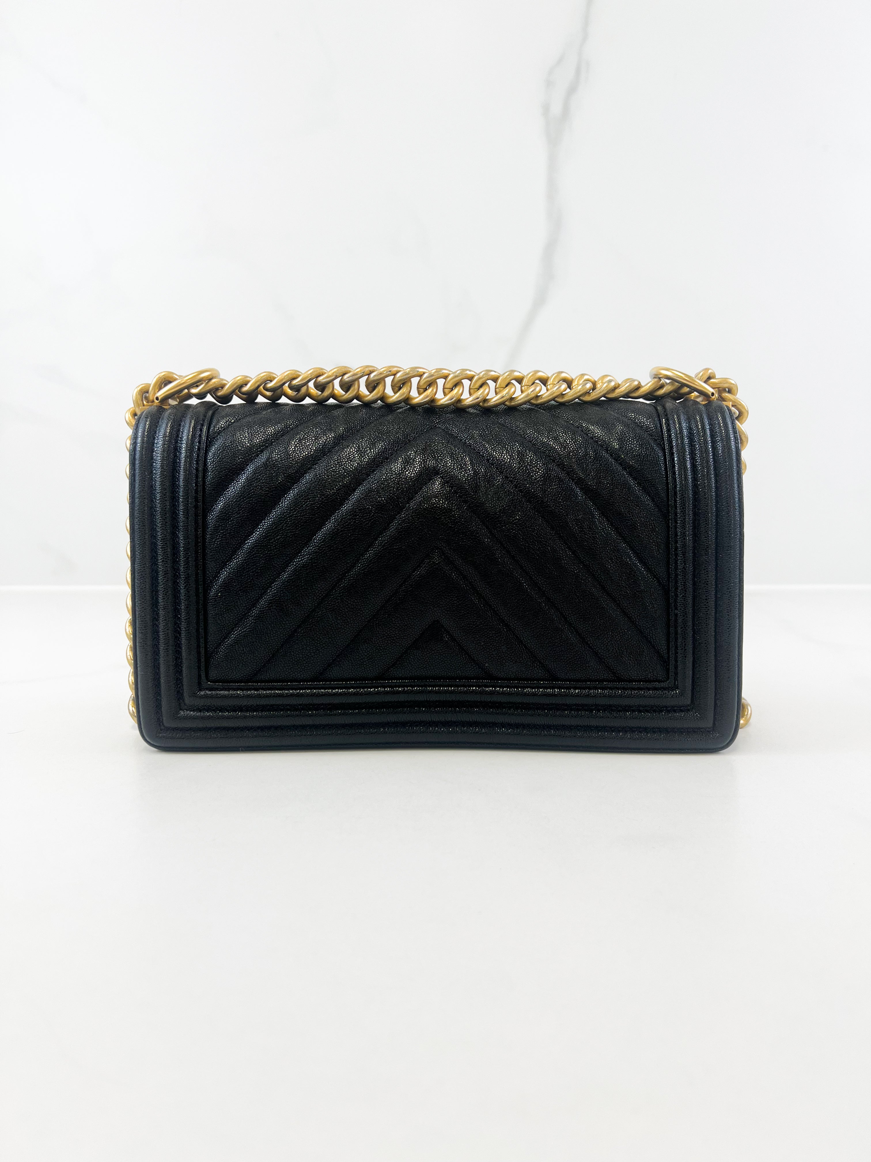 Chanel Old Medium Chevron Boy Bag with GHW