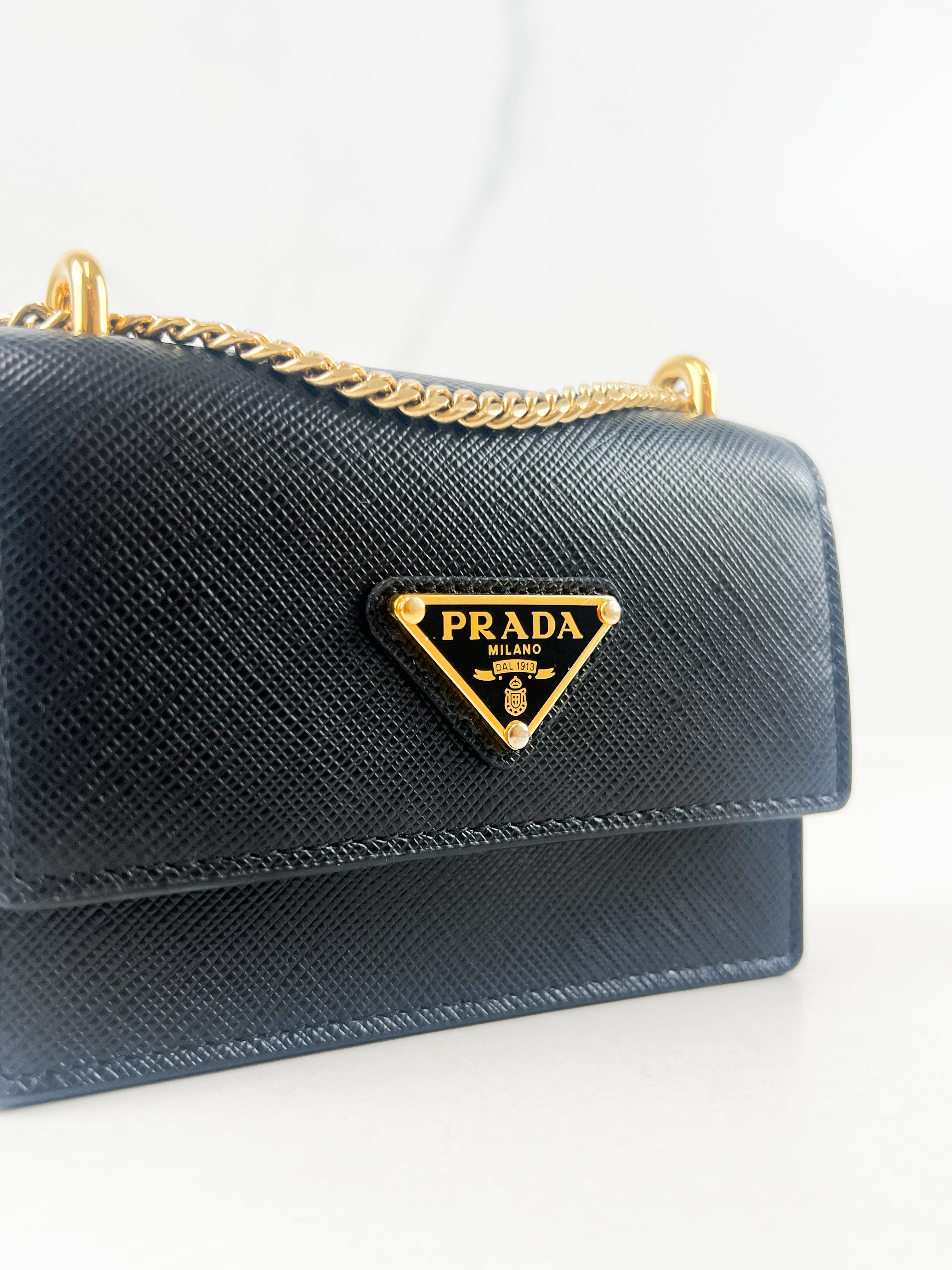 Prada Micro Leather Wallet On Chain
