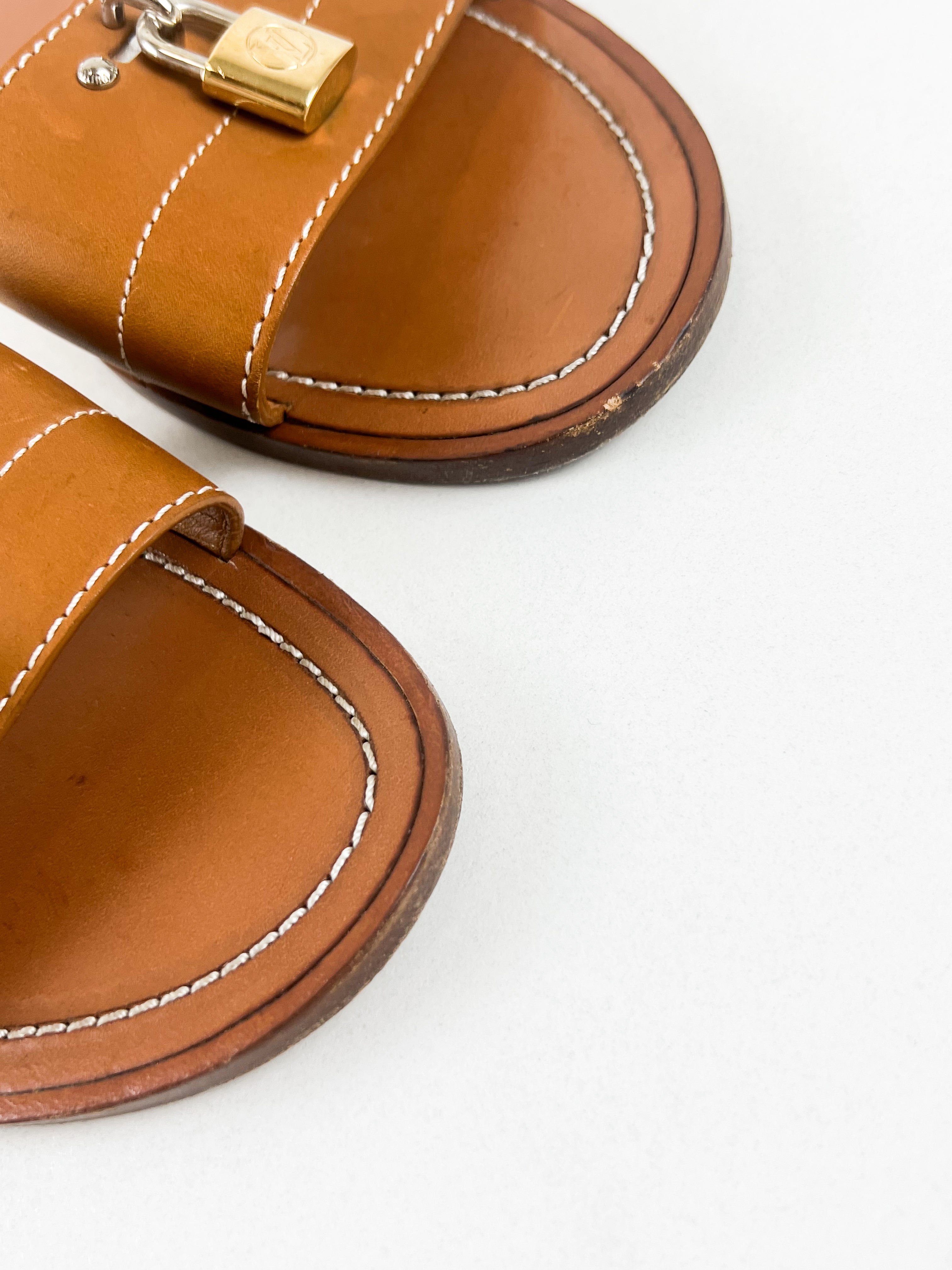 Louis Vuitton Lock It Flat Slides Size 38