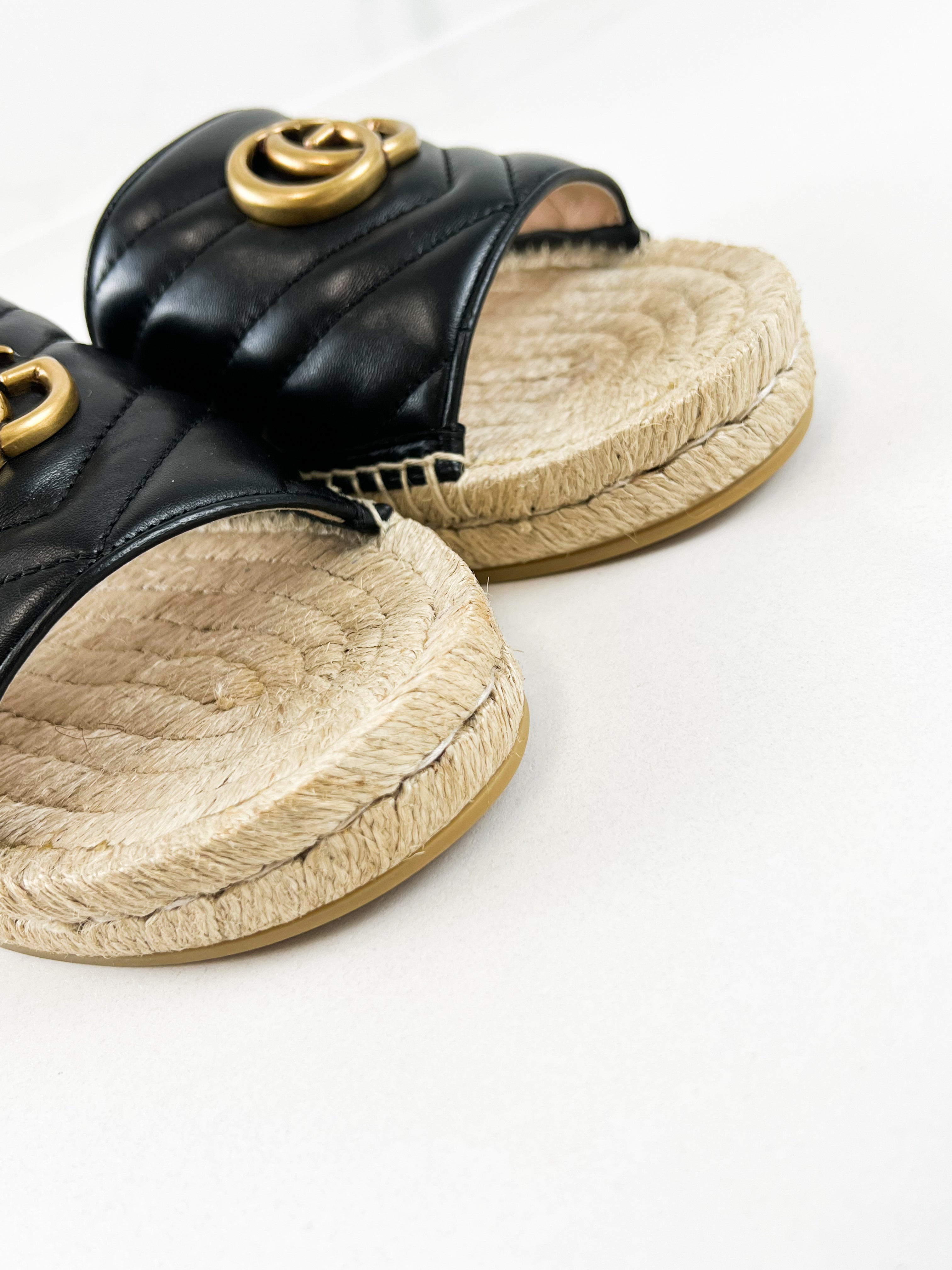 Gucci Women's GG Marmont Canvas Espadrille Sandal Size 40