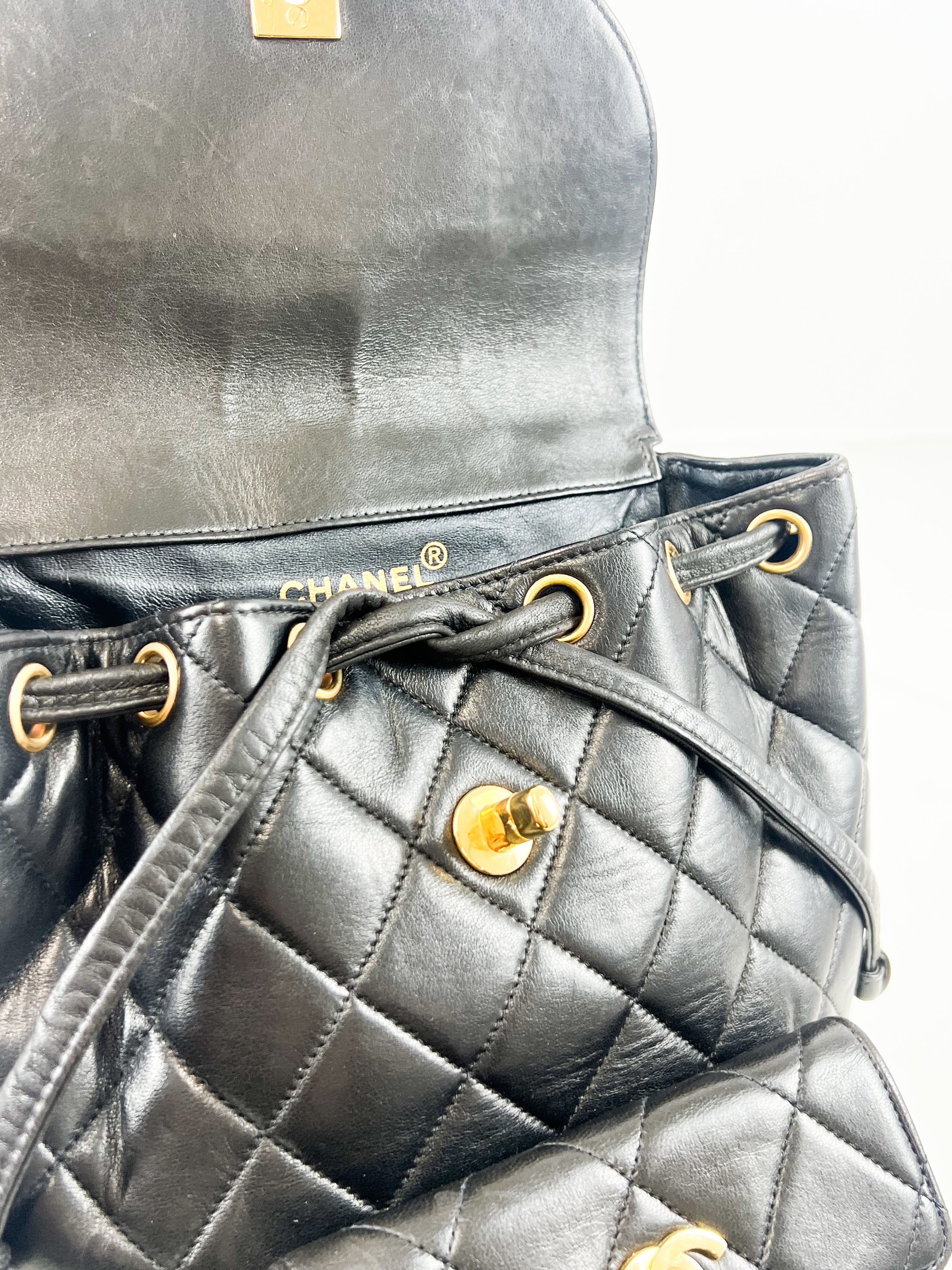 Chanel Black Leather Quilted Calfskin Backpack with GHW