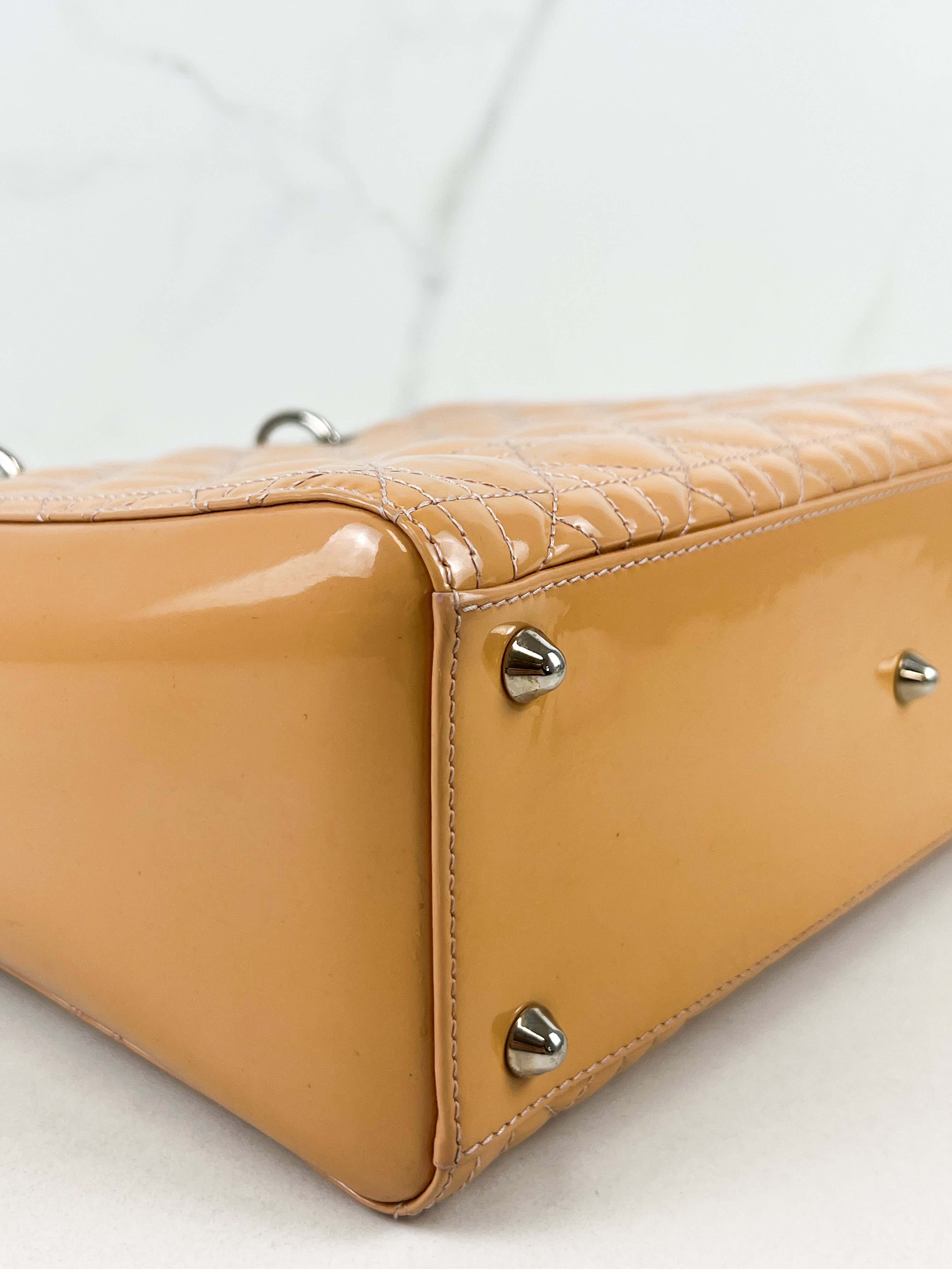 Christian Dior Peach Vintage Lady Dior with Gold Hardware
