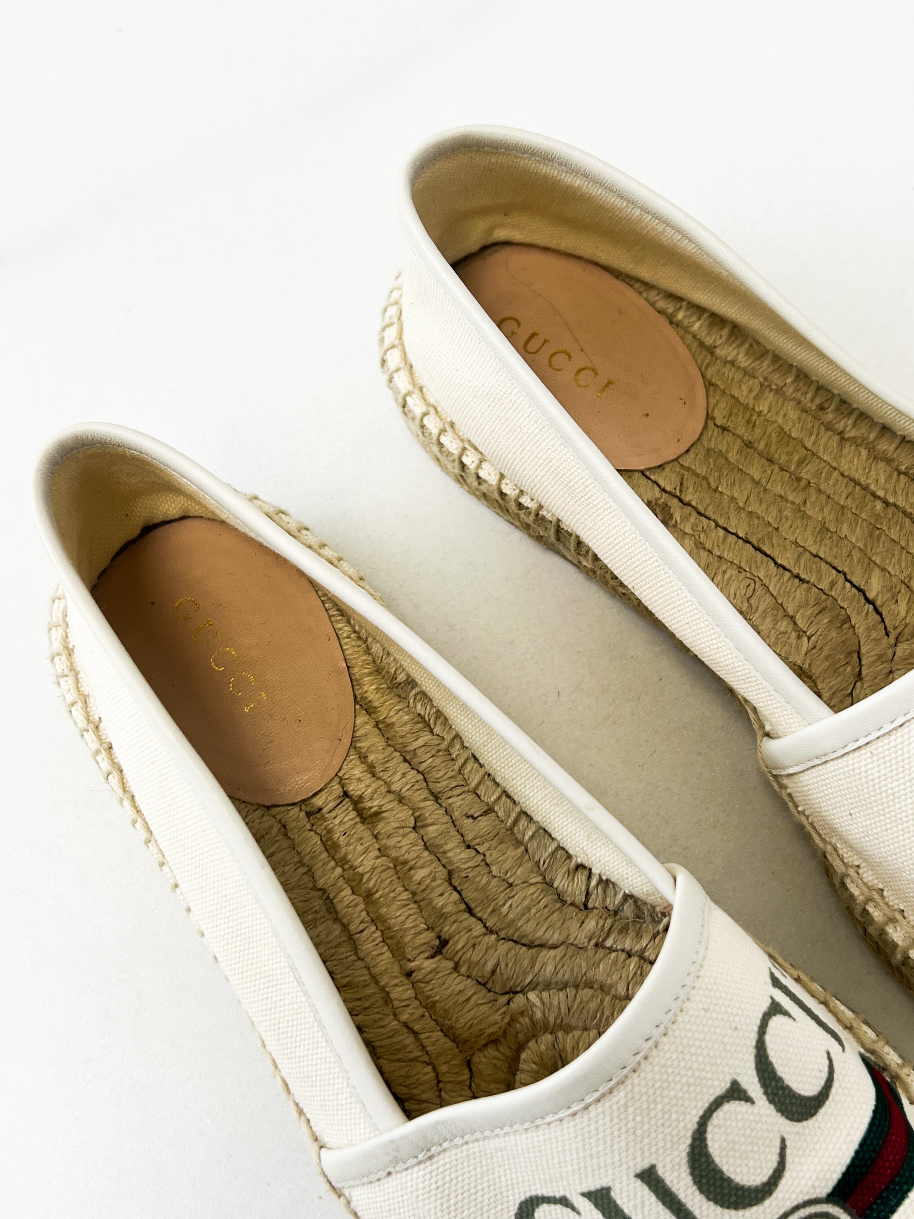 Gucci GG Espadrilles in Cream Canvas Size 37.5