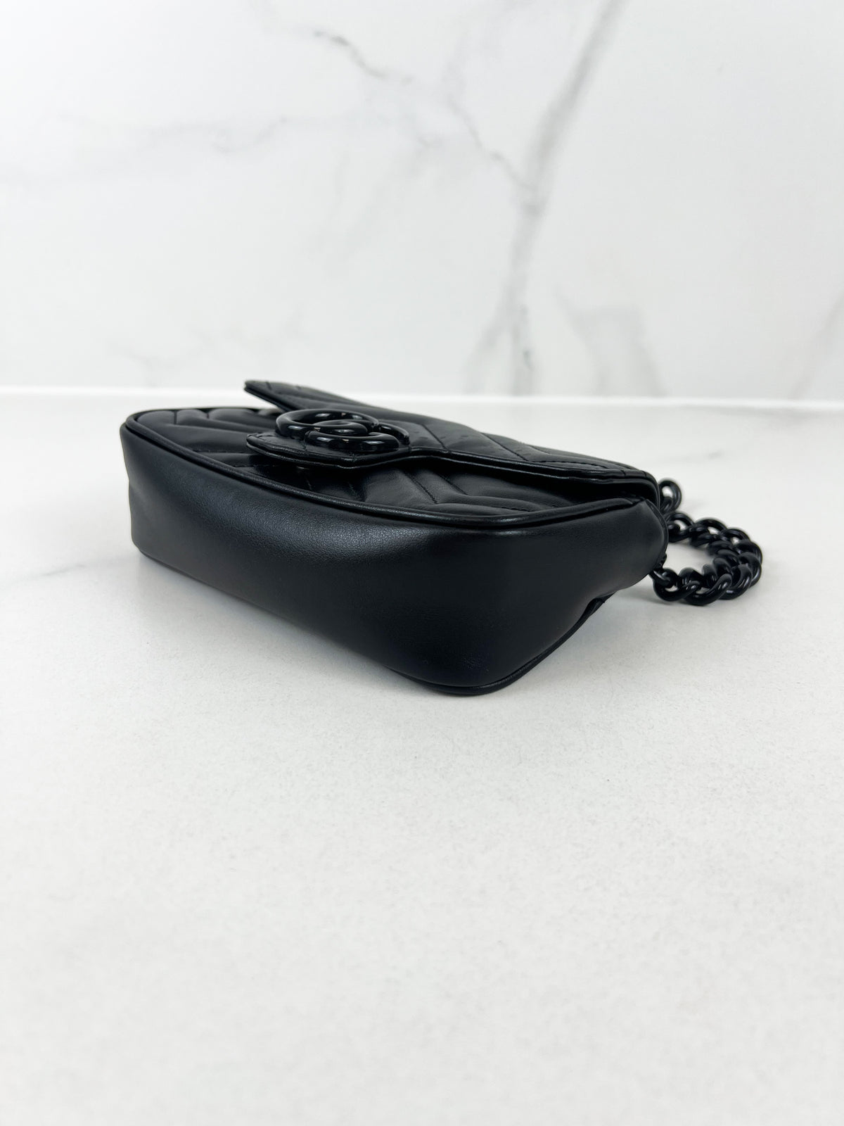 Gucci Black GG Marmont Matelasse Super Mini Shoulder/Belt Bag