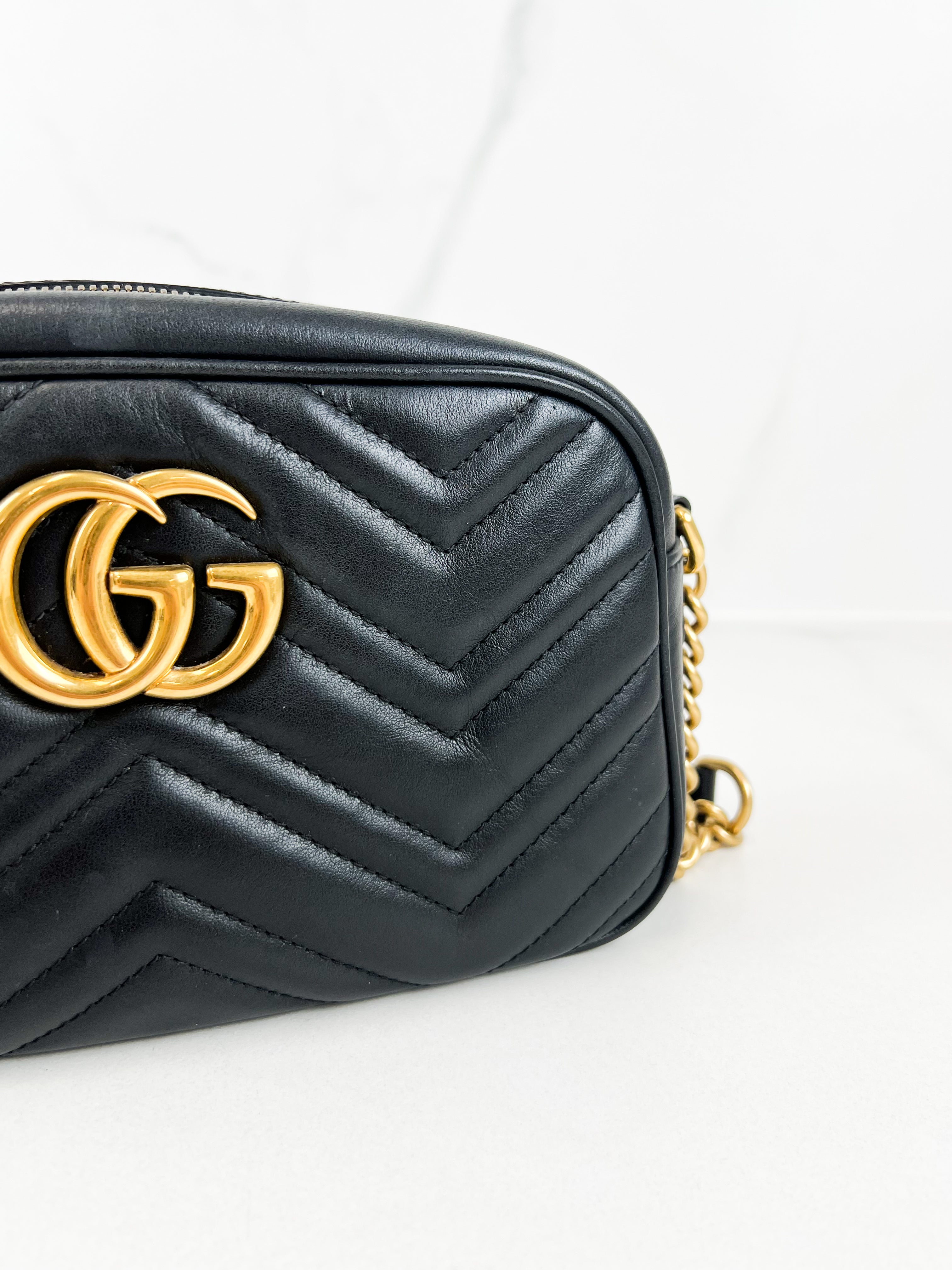 Gucci Black GG Small Marmont Shoulder Bag