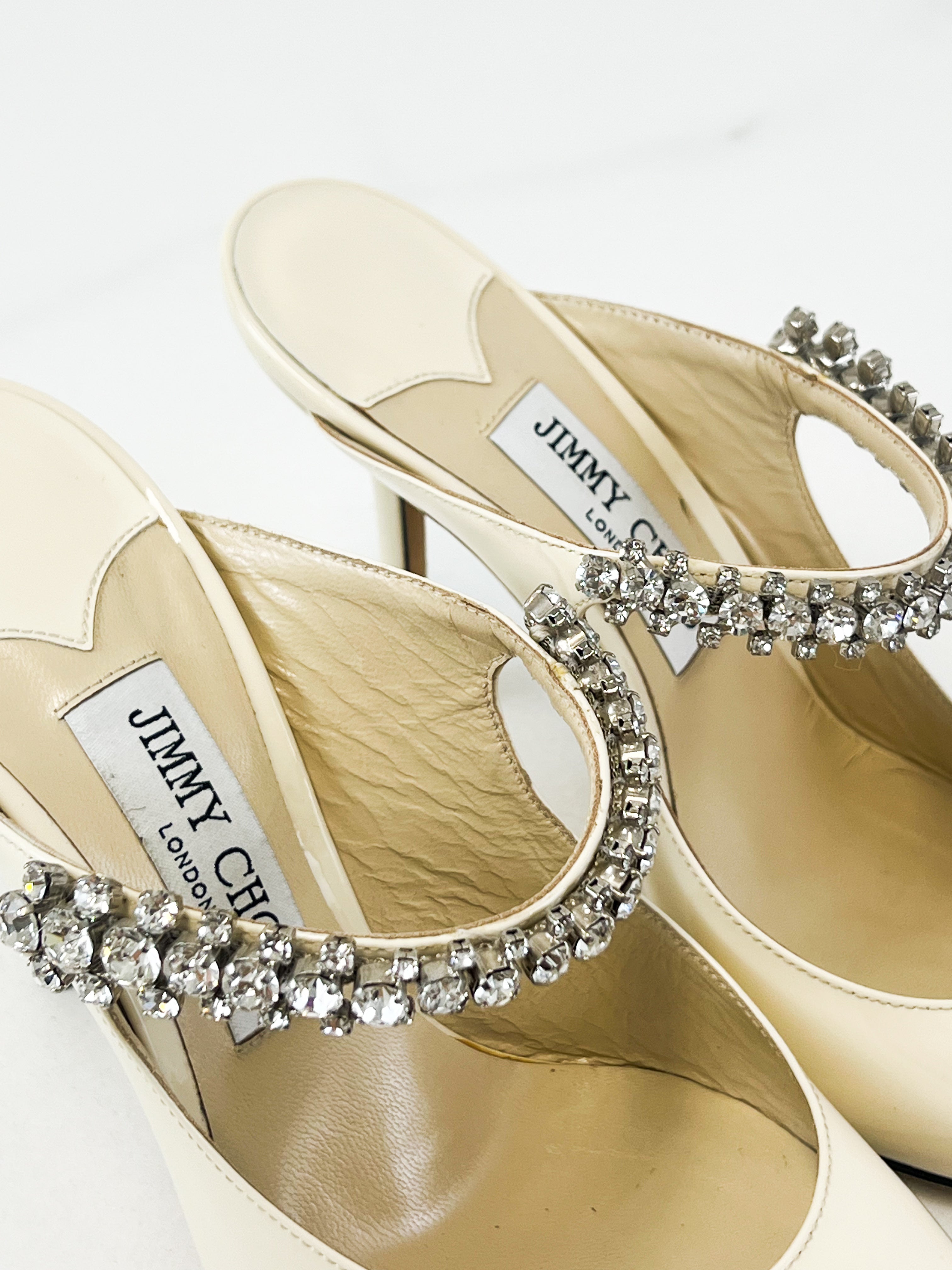 Jimmy Choo Bing 100 Patent Mule in Linen Size 37.5