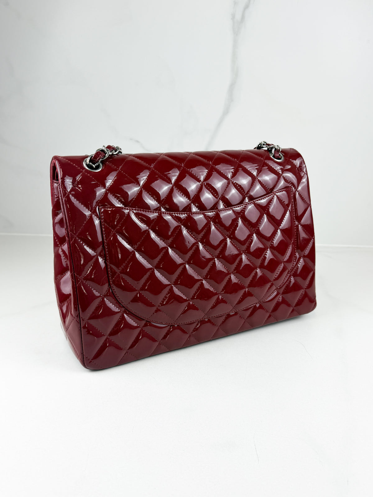 Chanel Red Patent Classic Jumbo Double Flap Bag