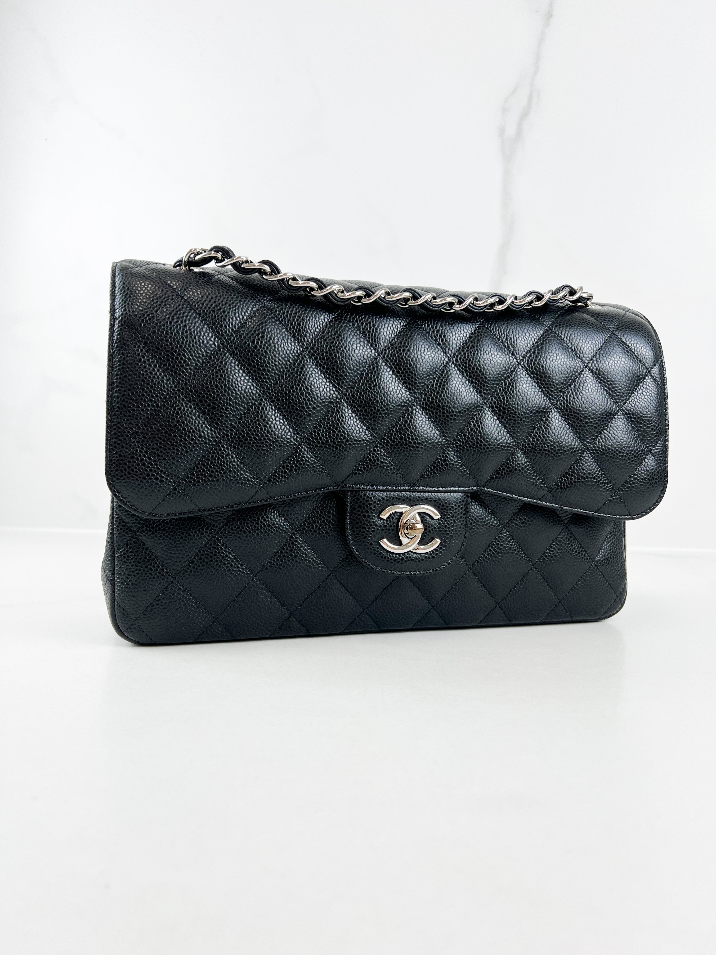 Chanel Jumbo Black Classic Double Flap Caviar Shoulder Bag