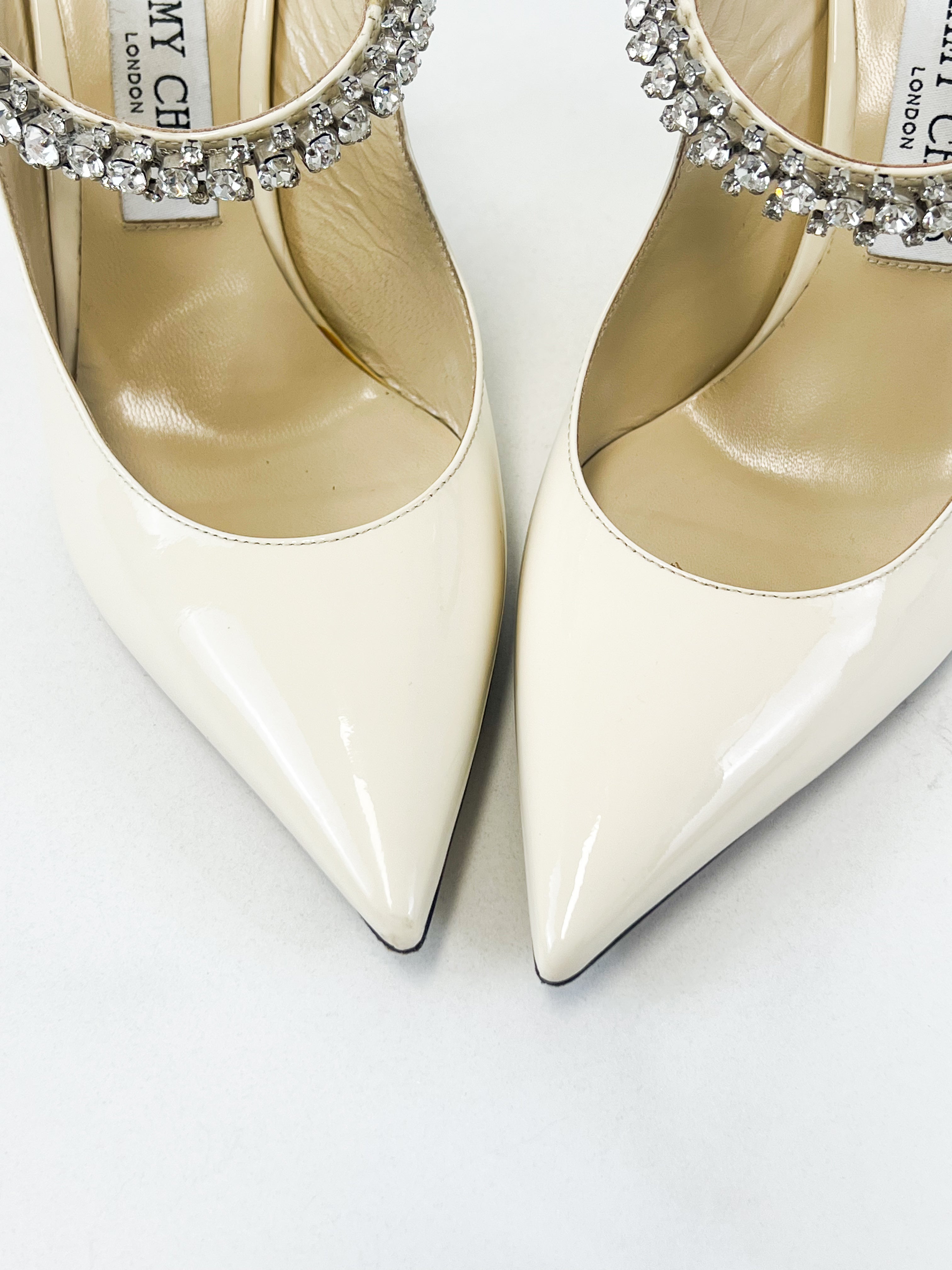 Jimmy Choo Bing 100 Patent Mule in Linen Size 37.5