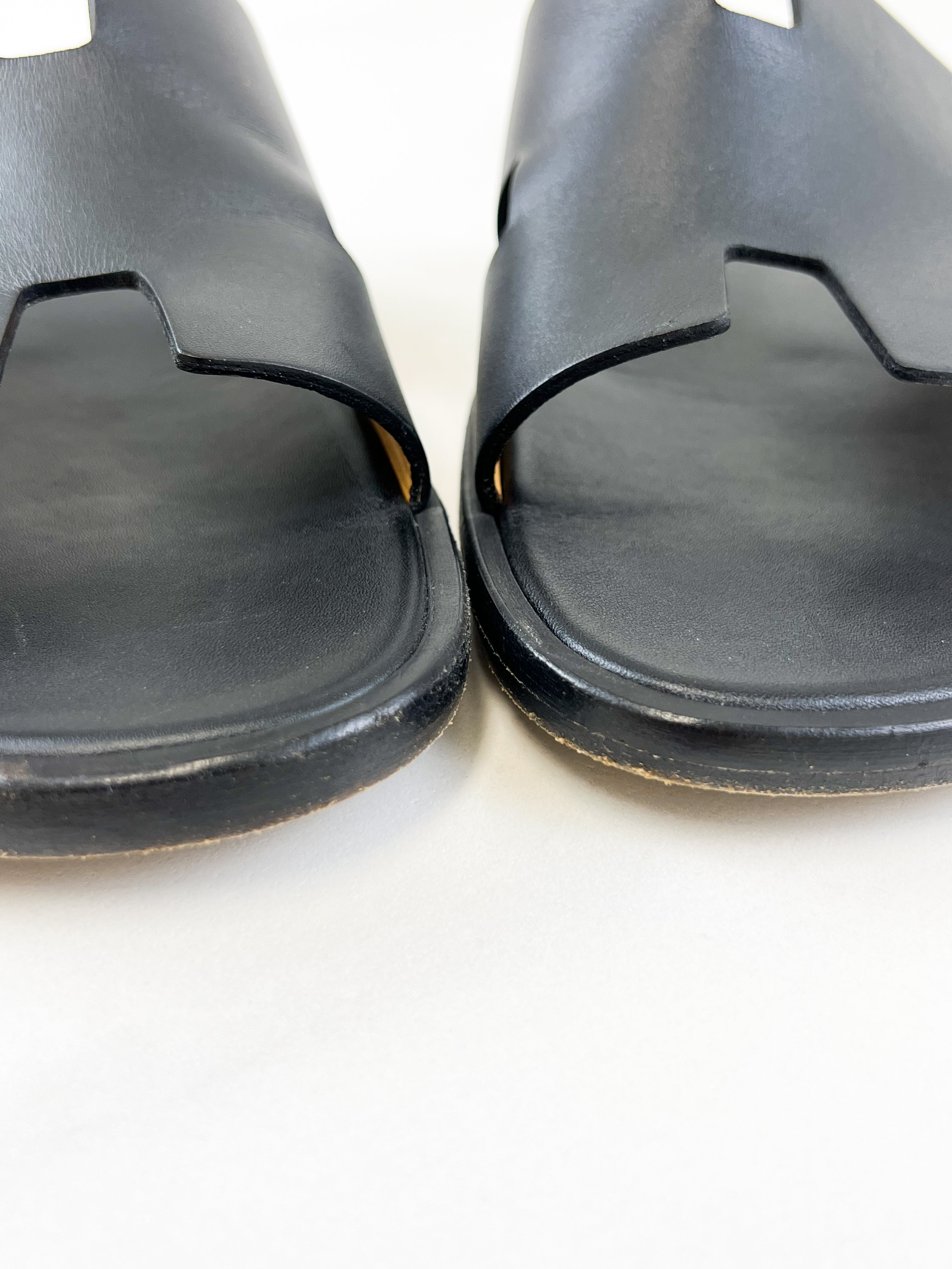 Hermes Black Izmir Sandal Size 42.5
