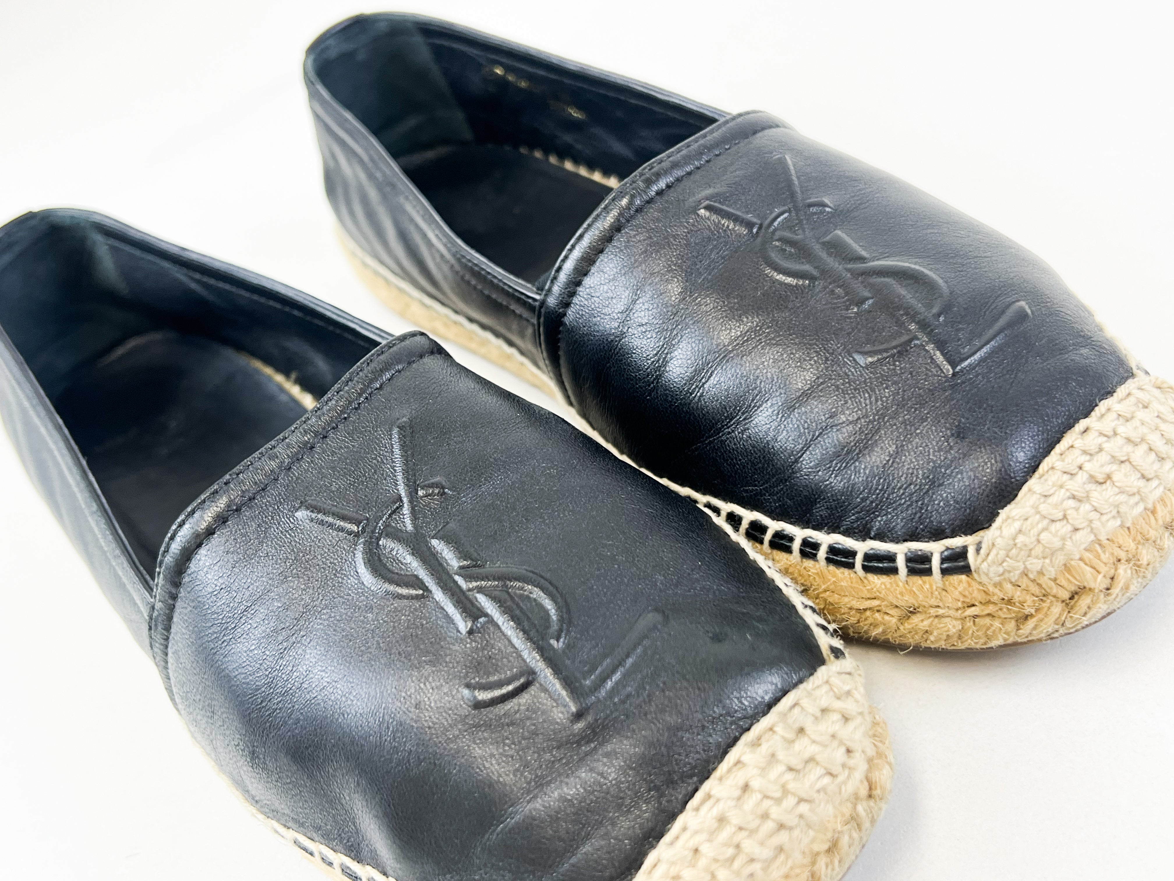 Saint Laurent Black Monogram Espadrilles Size 36