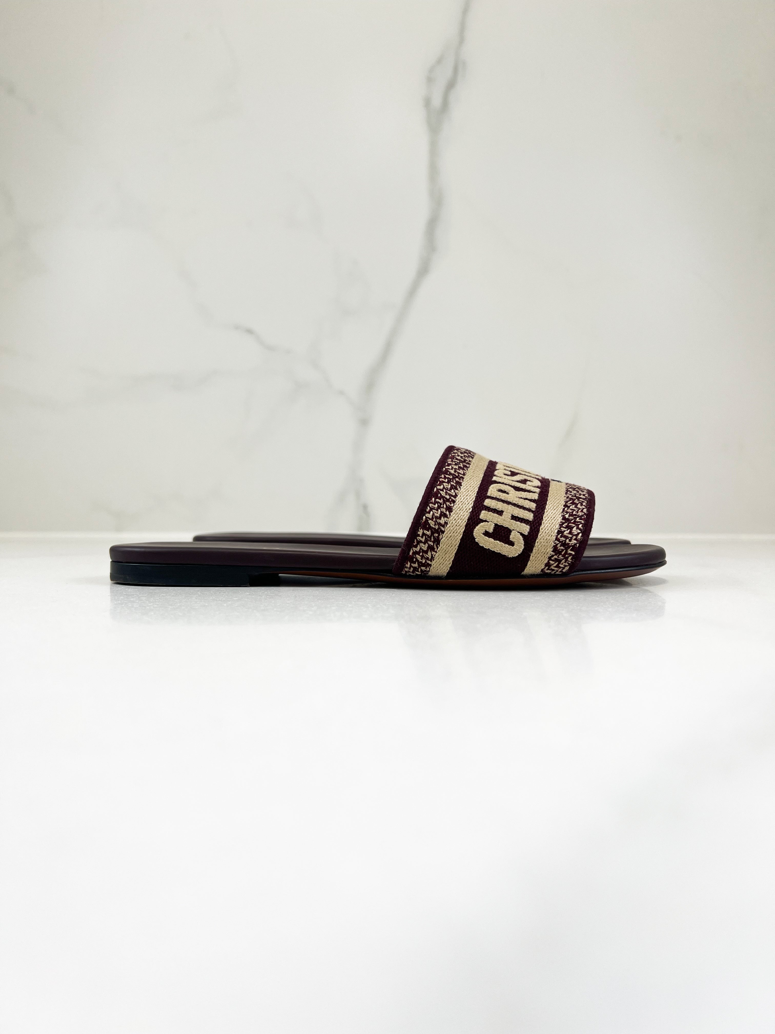 Christian Dior Burgundy Dway Slides Size 36