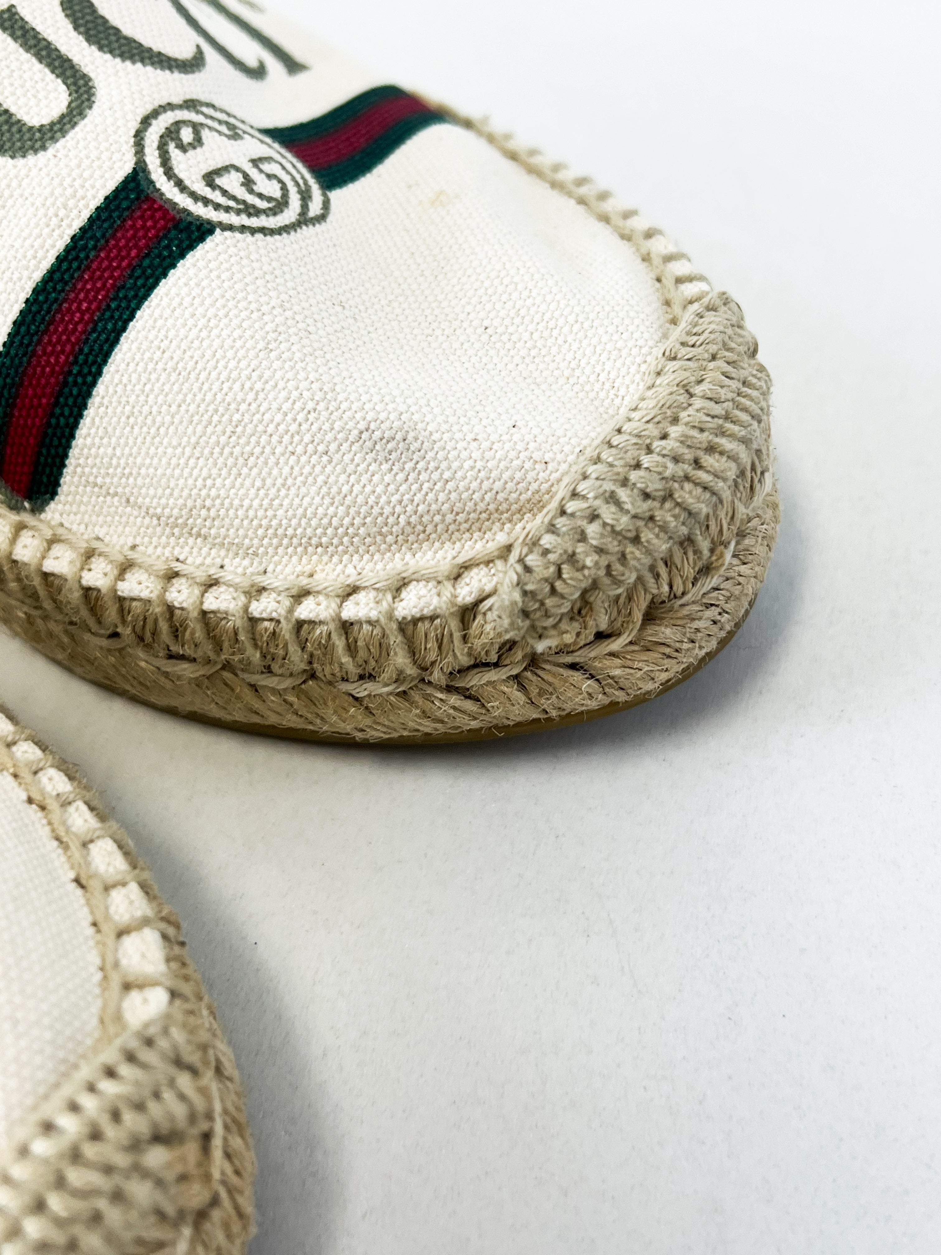 Gucci GG Espadrilles in Cream Canvas Size 37.5
