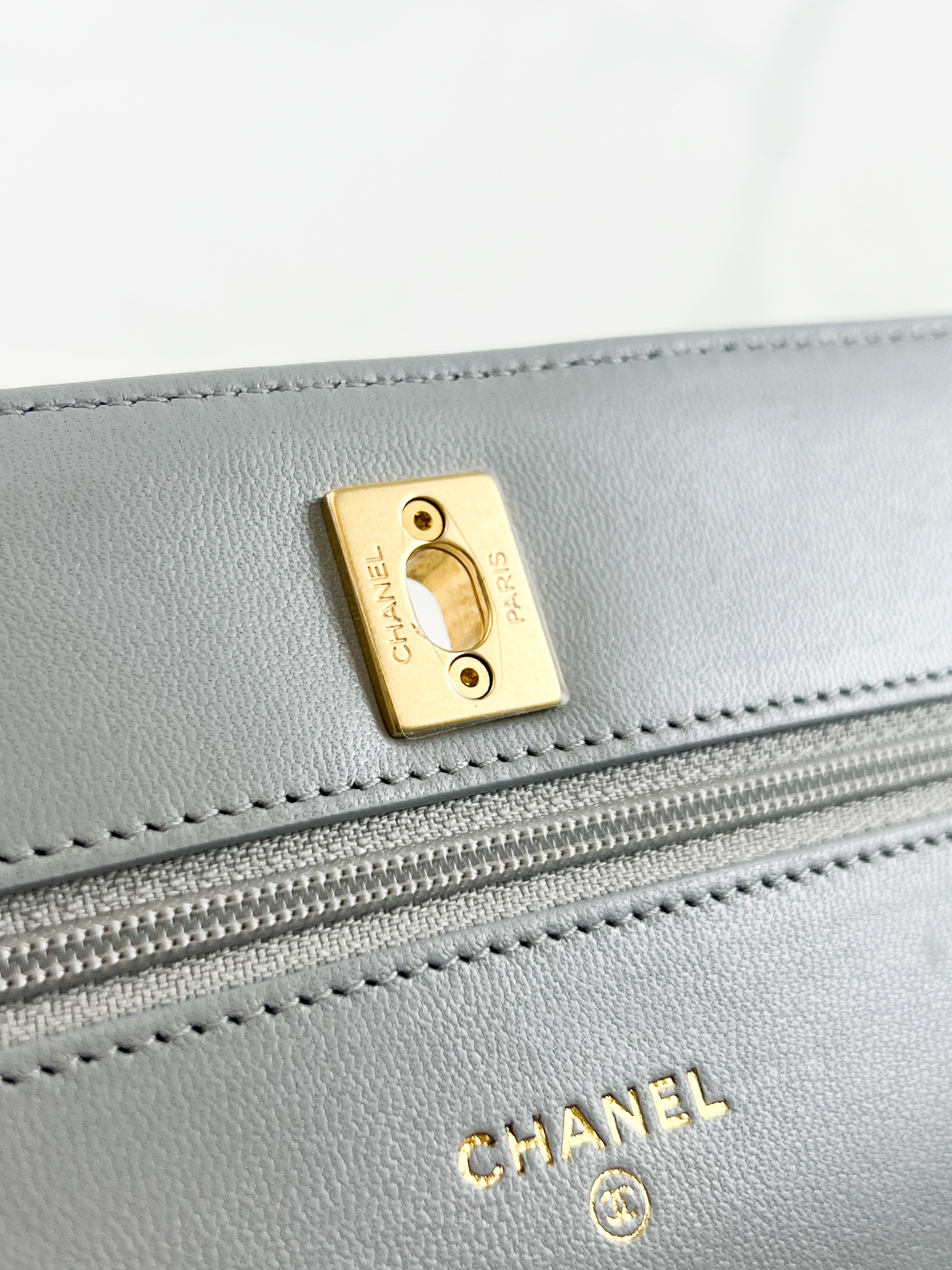 Chanel Grey Lambskin Pearl Crush WOC