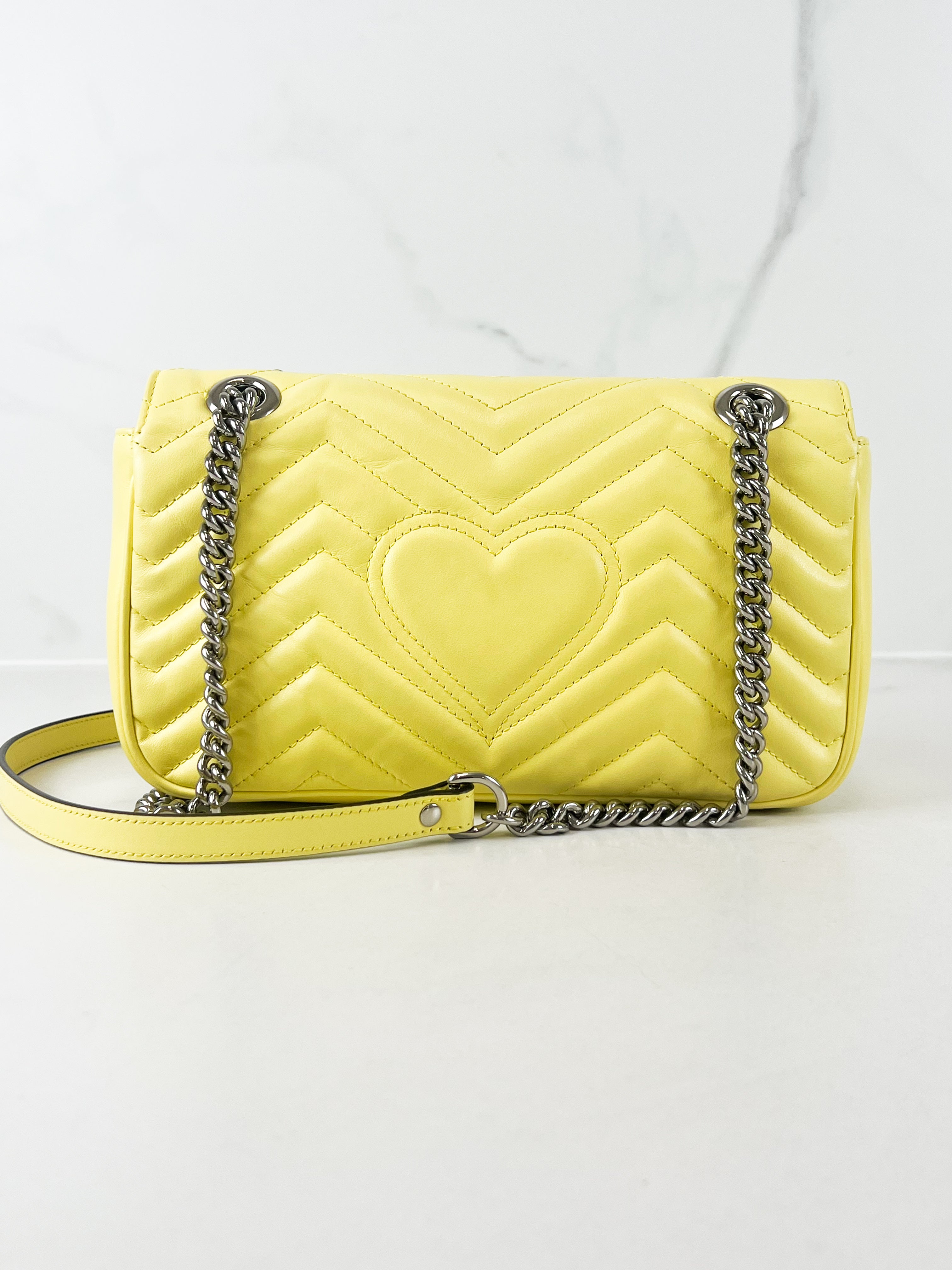 Gucci GG Marmont Matelasse Medium Yellow Flap Shoulder Bag