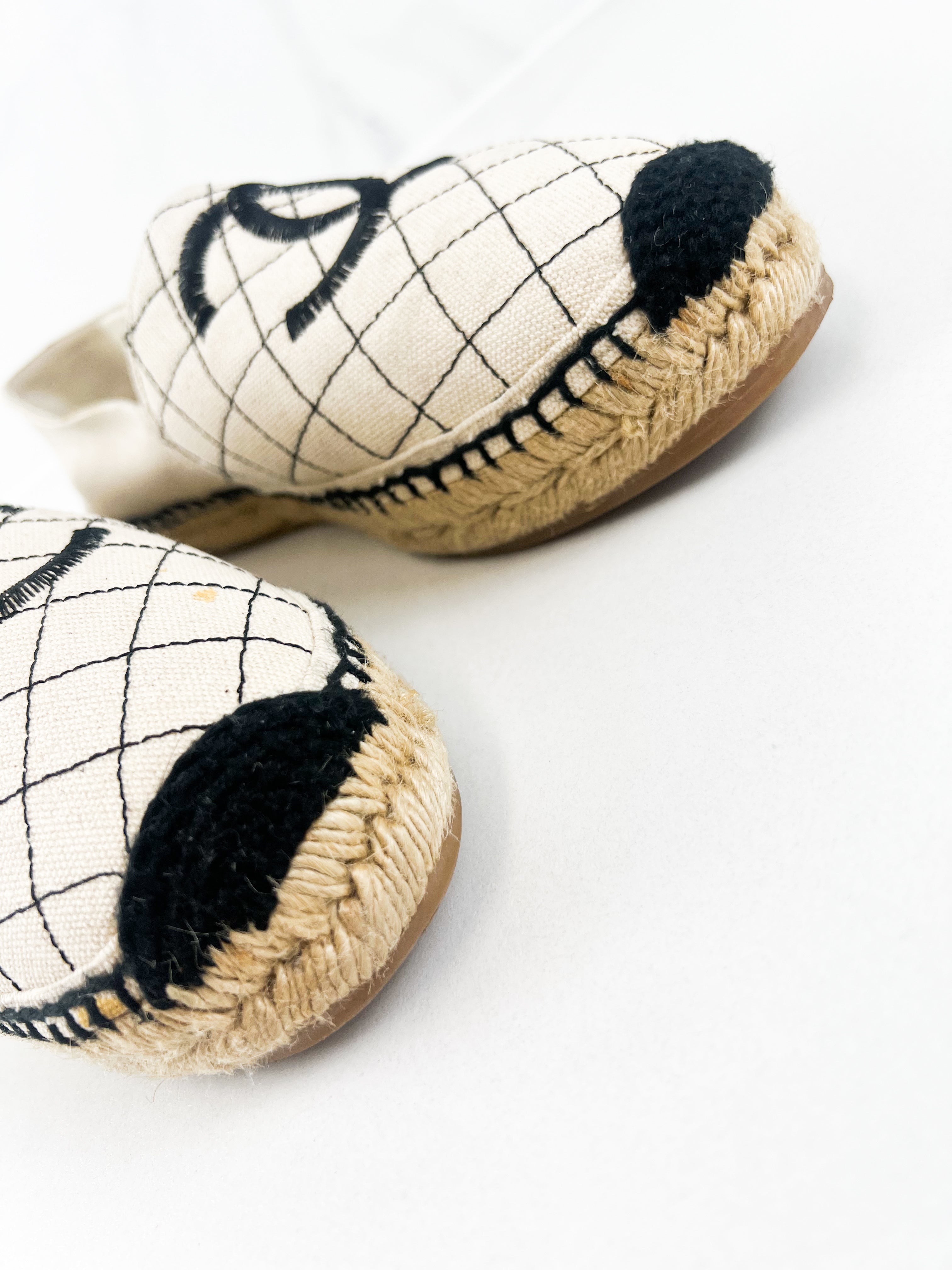 Chanel White CC Canvas Espadrille Size 42