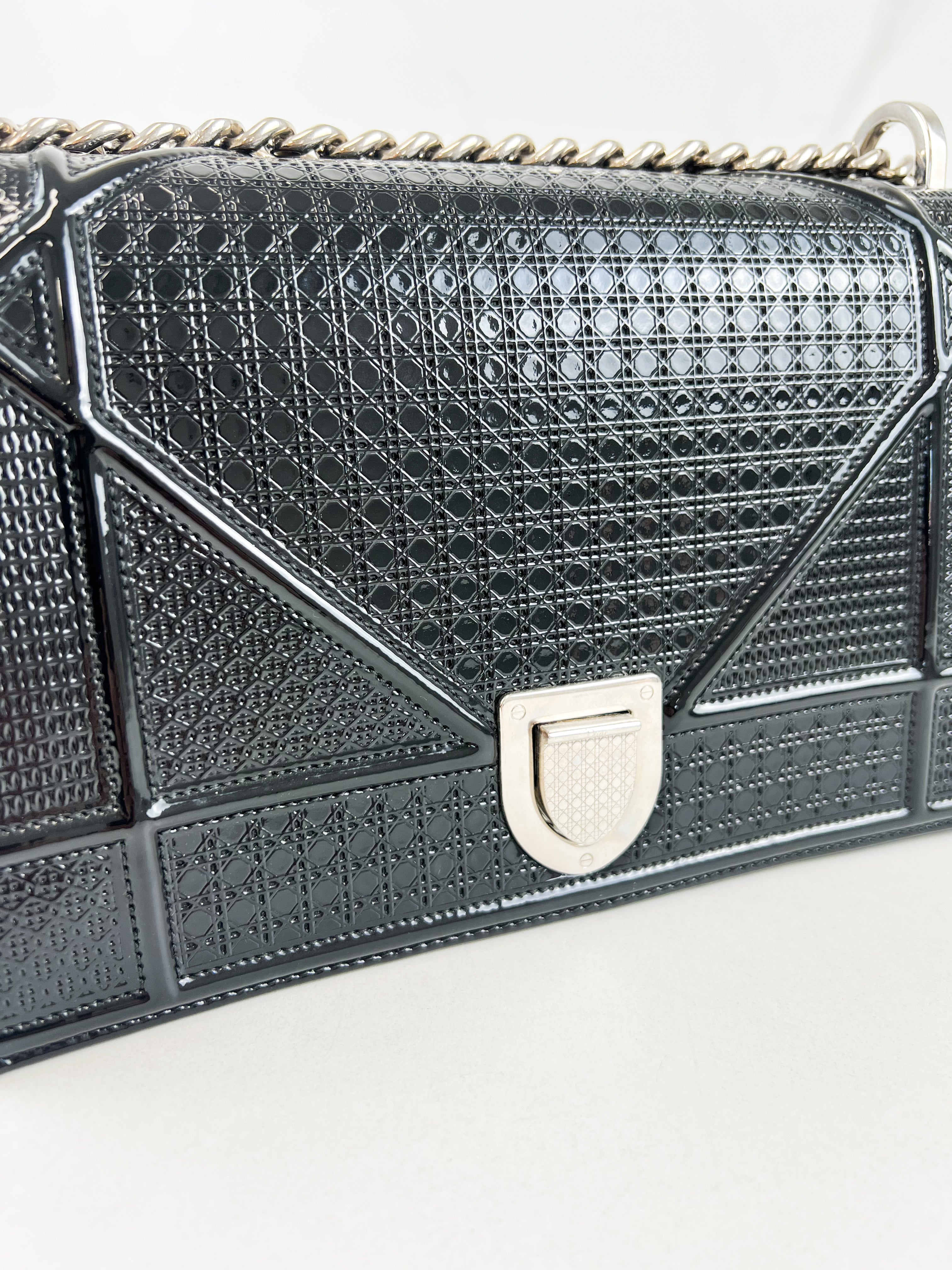 Christian Dior Medium Patent Grey Diorama with SHW