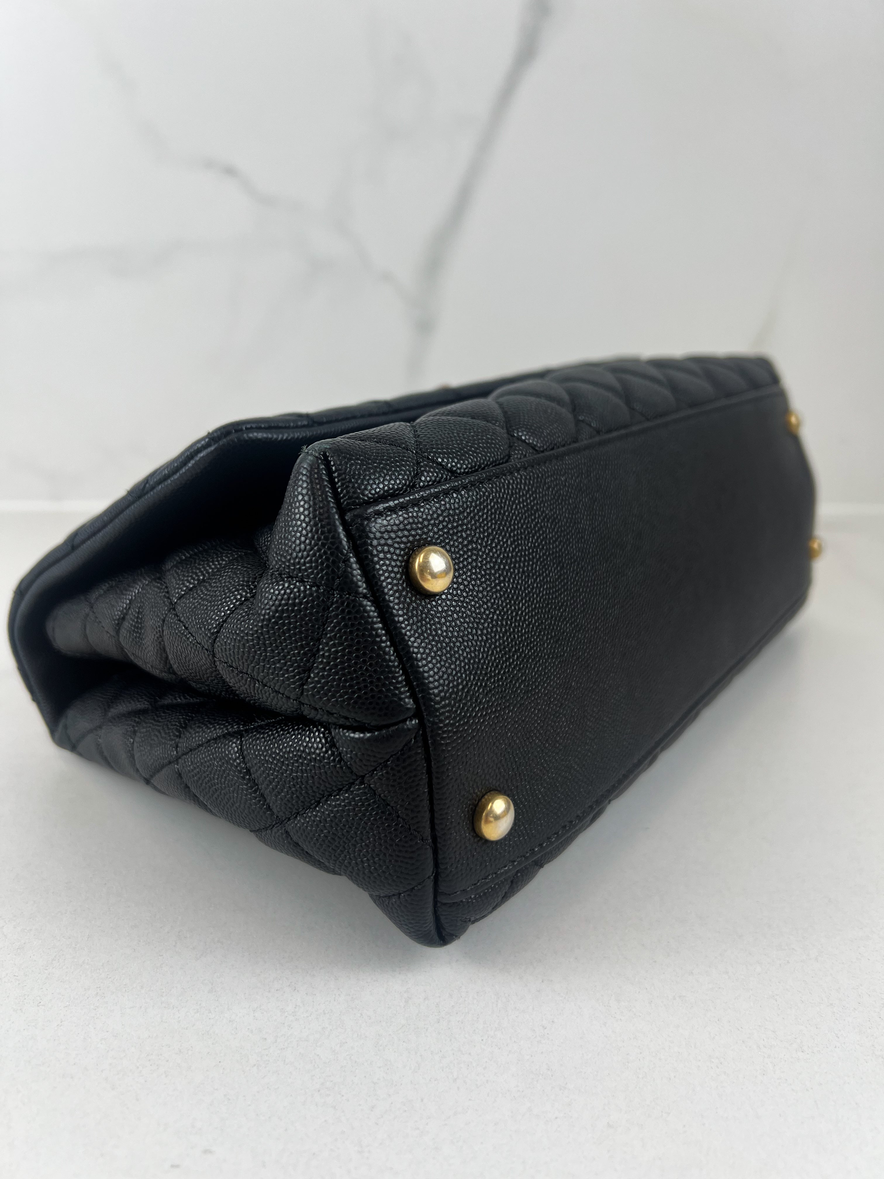 Chanel Medium Top Handle Coco in Black Caviar with GHW