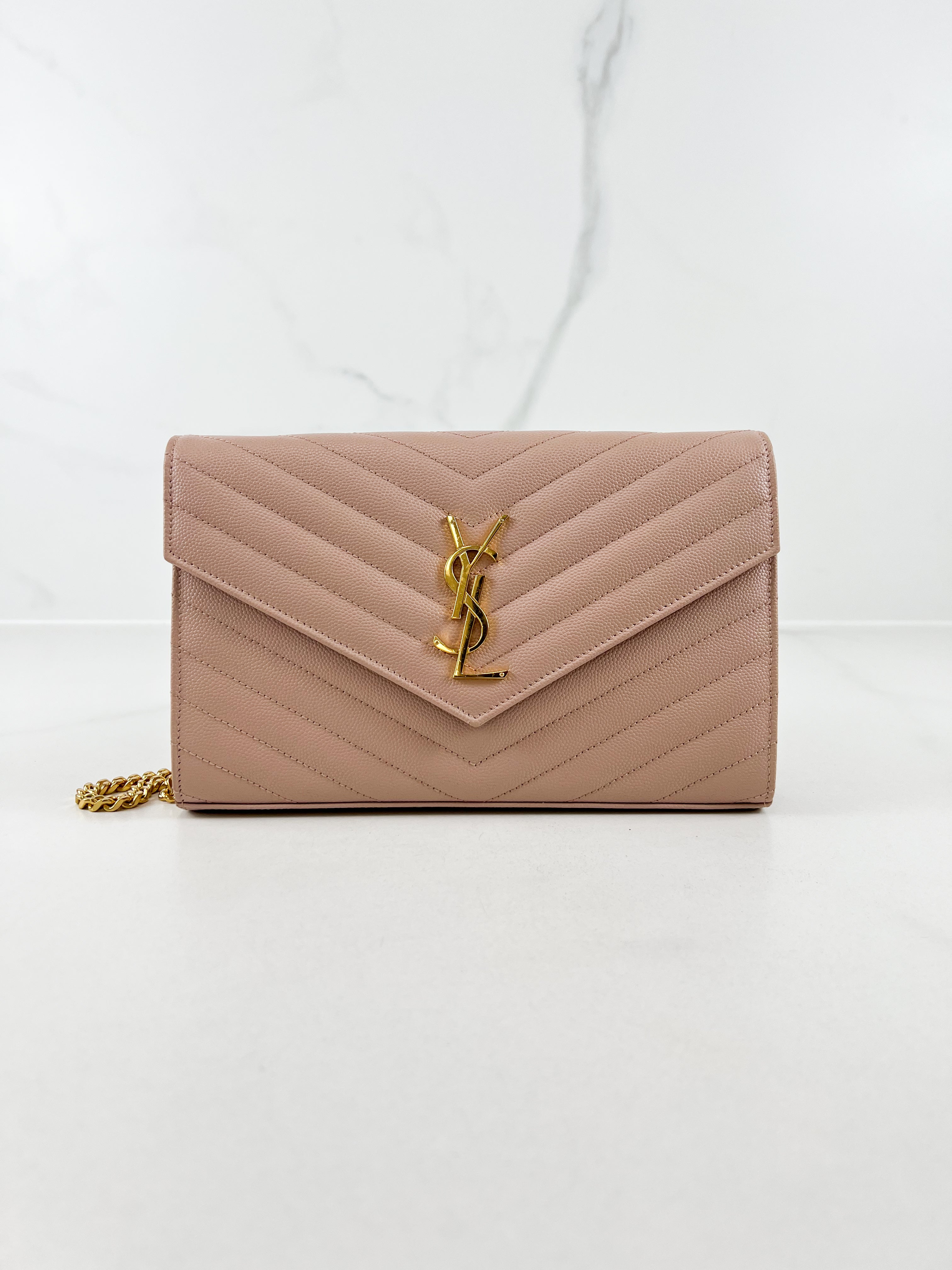 Saint Laurent Cassandre Envelope Pink WOC with GHW