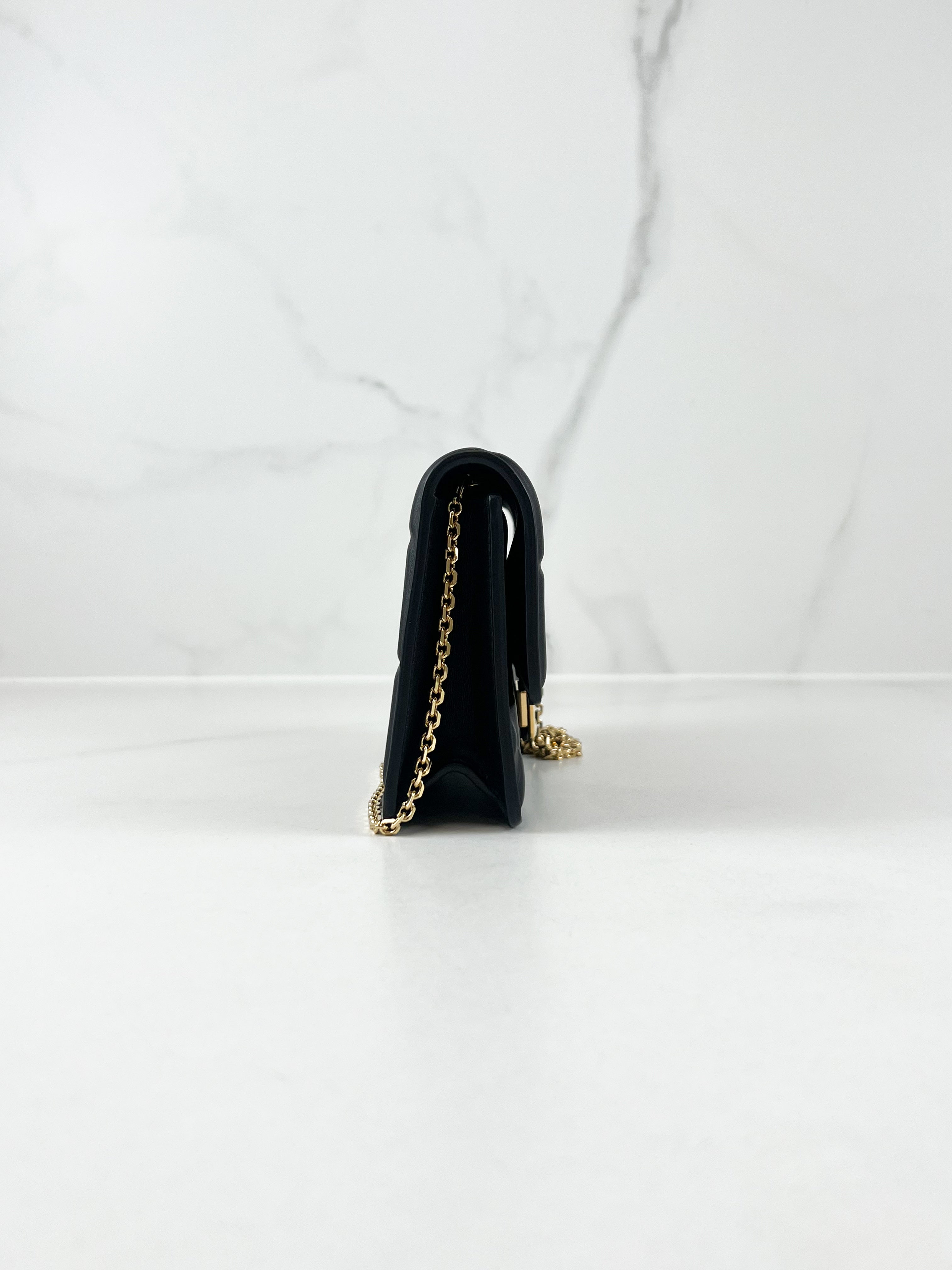 Fendi FF Wallet On Chain Baguette in Black Nappa Leather