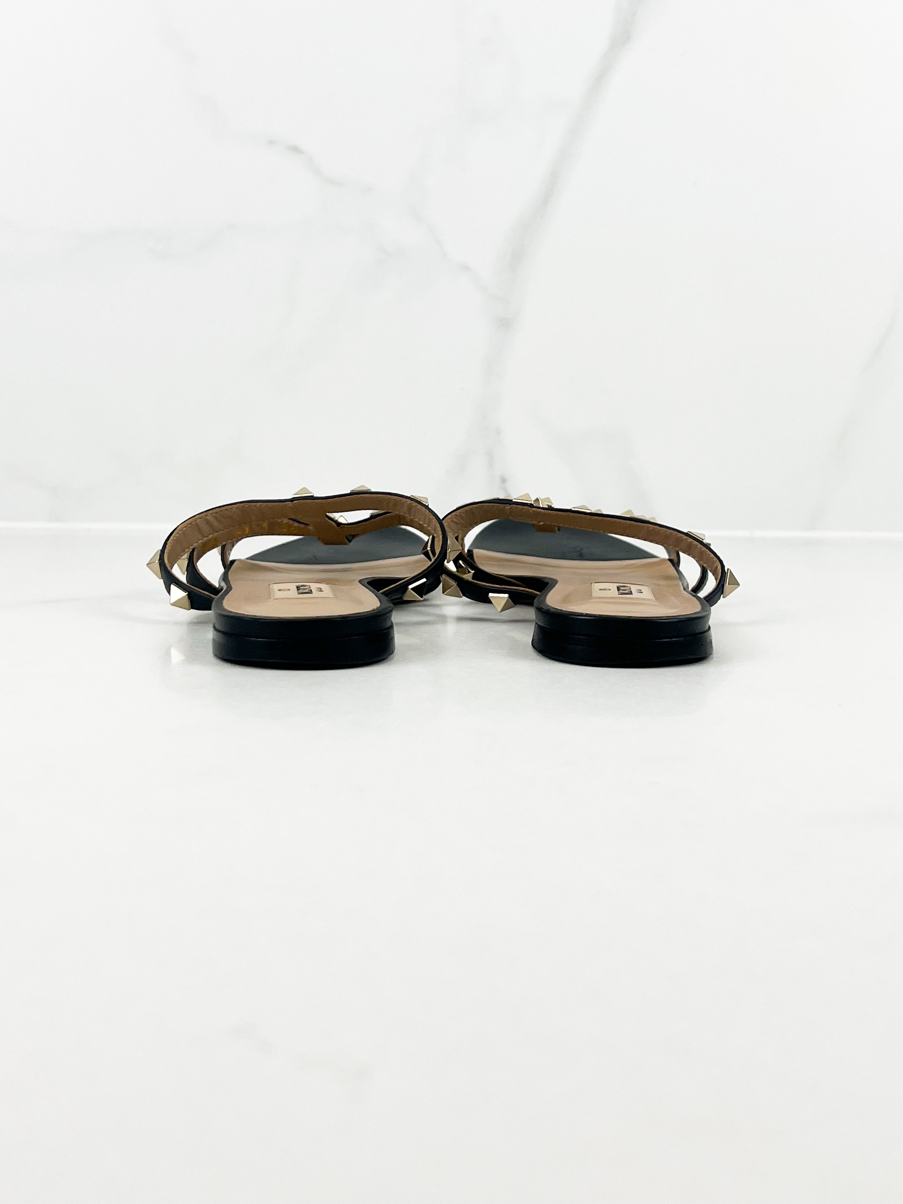 Valentino Garavani Caged Black Rockstud Slides