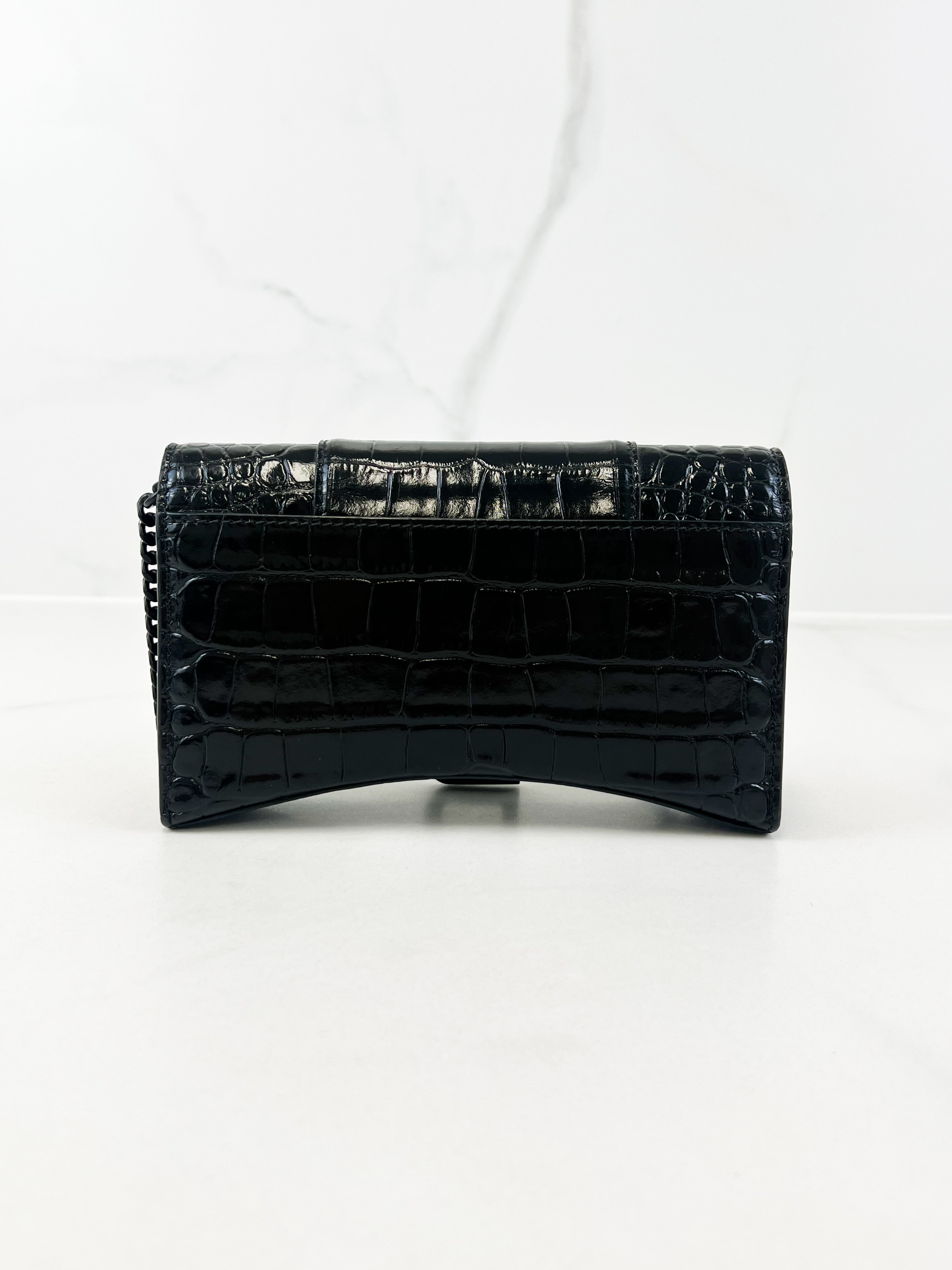 Balenciaga Black Croc Hourglass