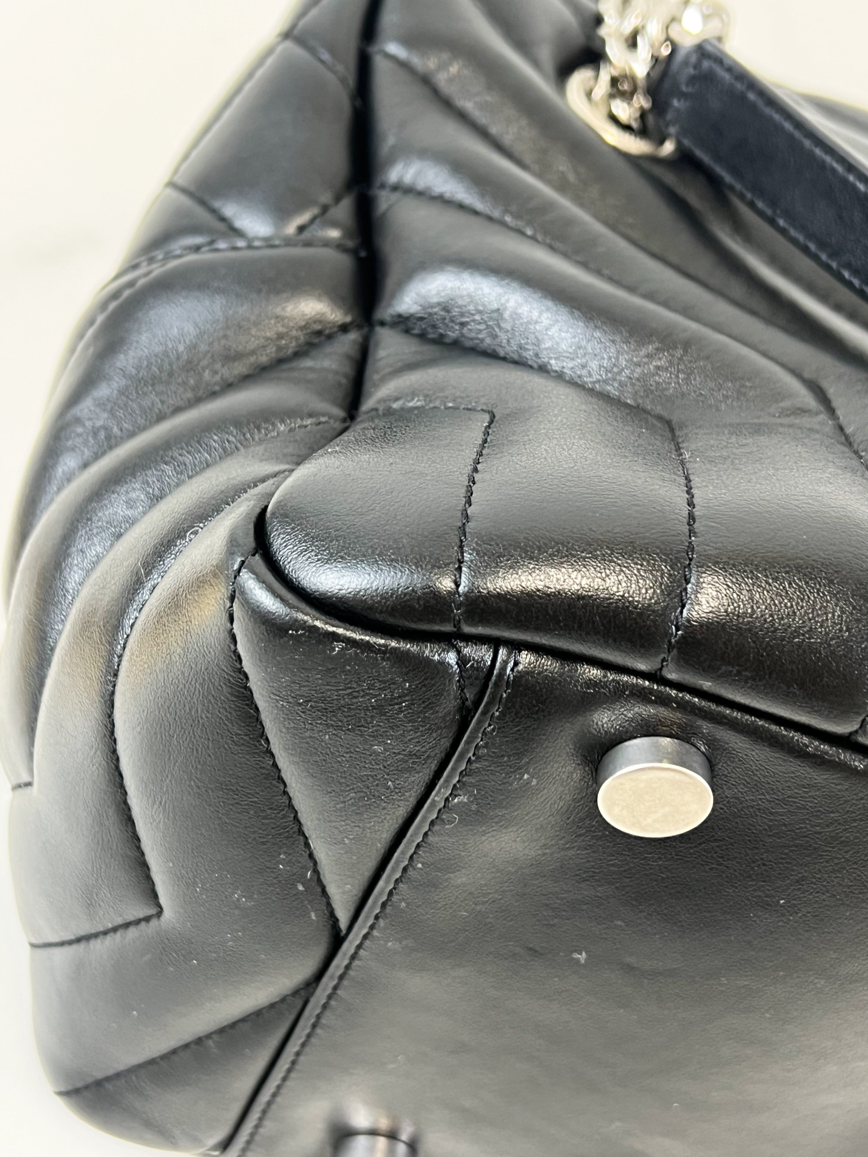 Saint Laurent Black Quilted Lambskin Bowling Bag