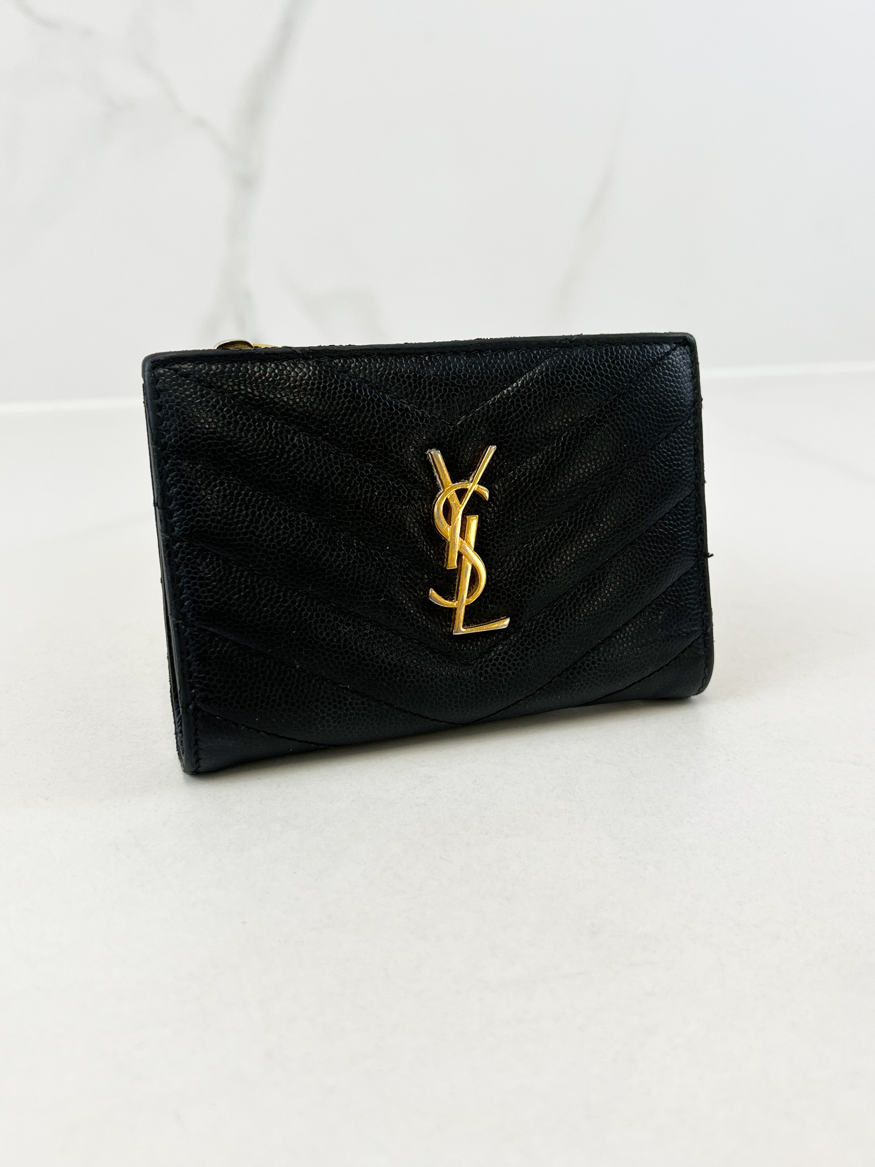 Saint Laurent Black Small Envelope Wallet with GHW