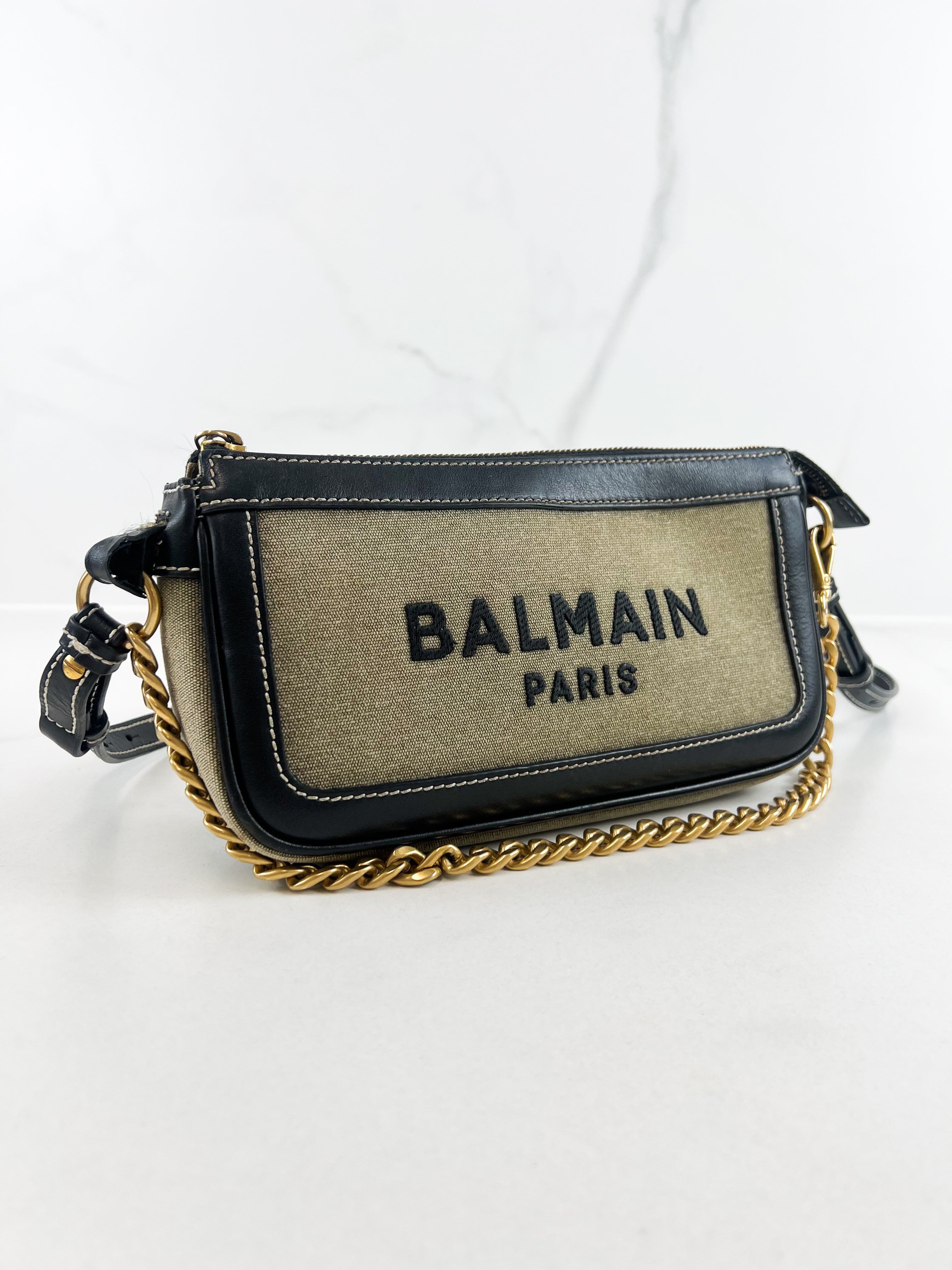 Balmain B-Army Canvas Pochette Crossbody/Shoulder Bag