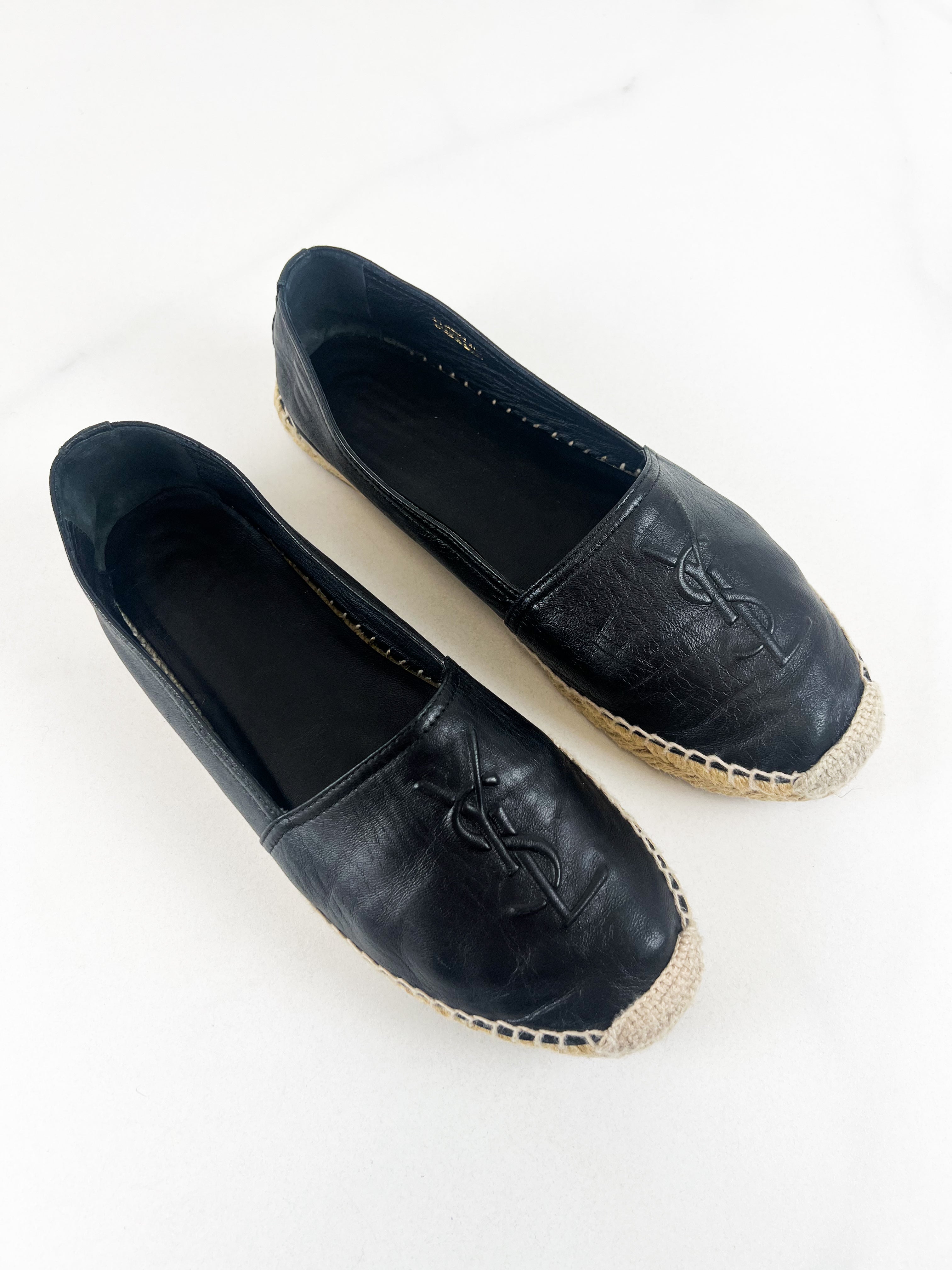 Saint Laurent Black Monogram Espadrilles Size 41.5