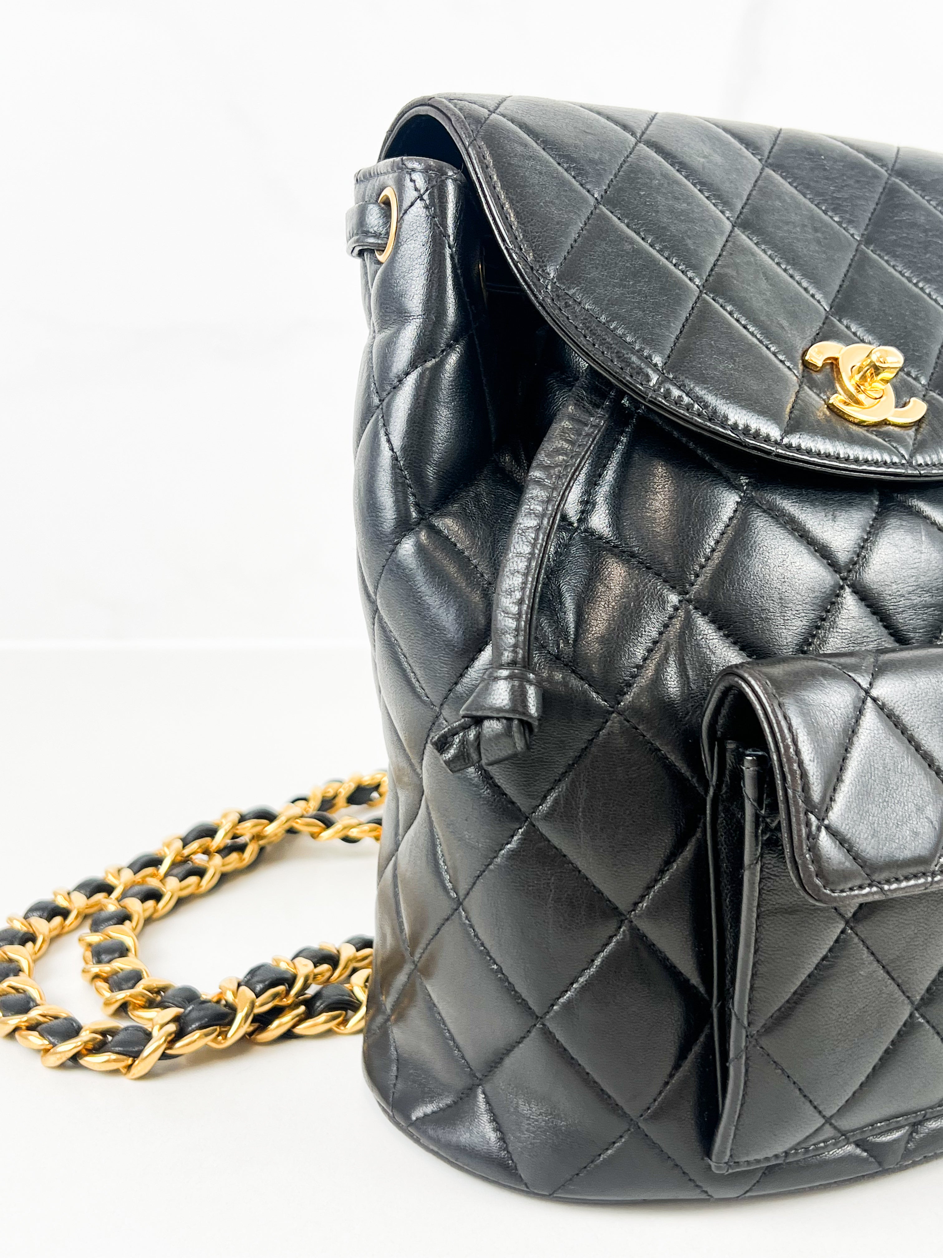 Chanel Black Leather Quilted Calfskin Backpack with GHW